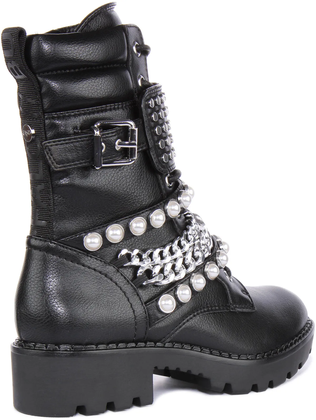 Buffalo Wave Stud Boot Combat In Black Shoes Buffalo