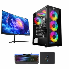 Bundle Gaming PC Intel Core i5-14400F, RTX 4060 EVO, 16GB RAM with Sades  NC-Pelagia SC-CJ04F24B, 24" FHD 1920x1080, 200Hz, 0.5ms, HDMI 2.1, VA, Curved Gaming Monitor and Sades Battle Ram combo