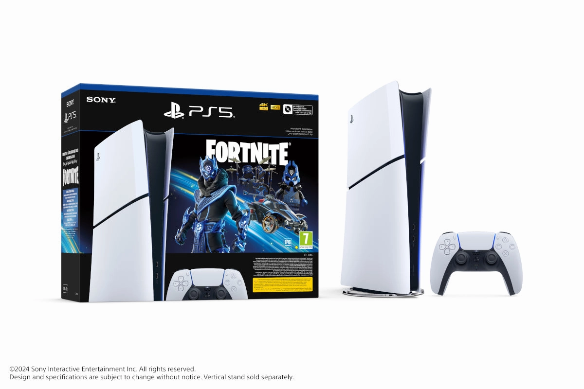 Bundle:PS5 Slim Console Digital Fortnite Cobalt   HyperX Cloud III Gaming Headset - Black/Red