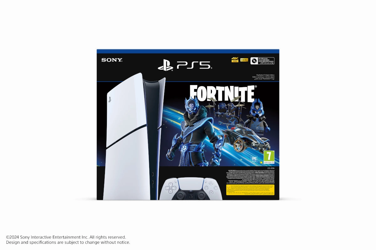 Bundle:PS5 Slim Console Digital Fortnite Cobalt   HyperX Cloud III Gaming Headset - Black/Red
