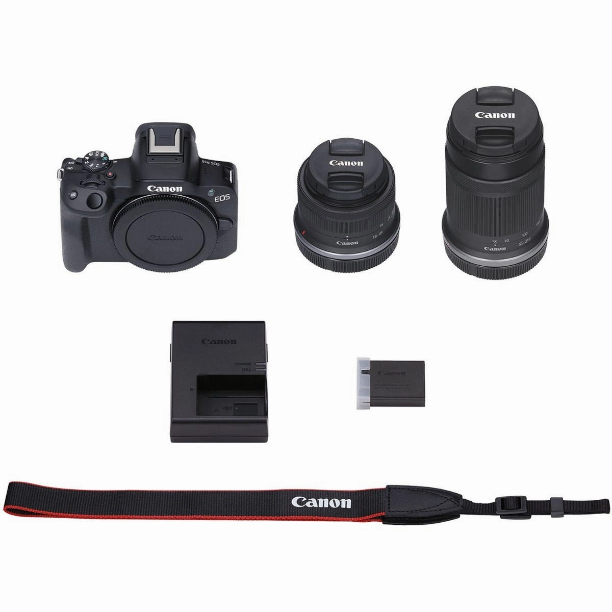 Canon EOS R50 Mirrorless Camera with RF-S 18-45mm IS STM and RF-S 55-210mm IS STM Lens