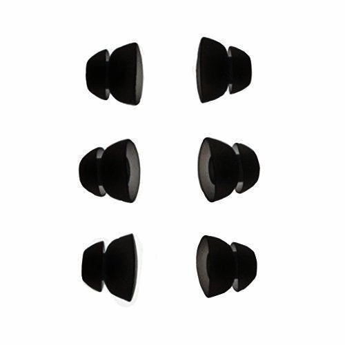 CARDAS Replacement  SMALL, MEDIUM or LARGE Double Flange Eartips sleeves fit A8 and EM5813 In-Ear Headphones - 6 pieces (3 pairs) Black cheap headphones, sports headphones