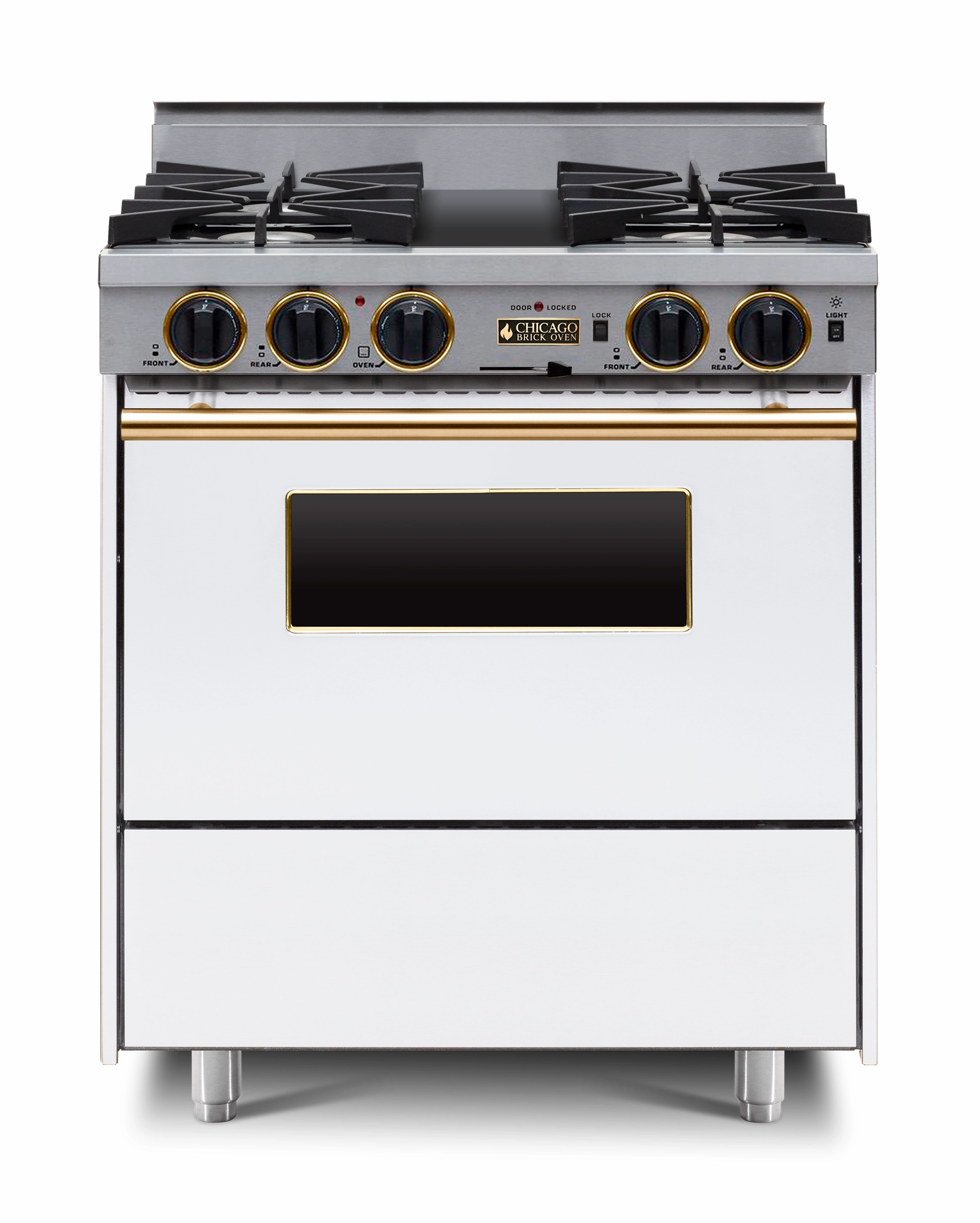 Chicago Brick Oven - 30 Dual-Fuel Self-Cleaning Convection Range - Open Burners