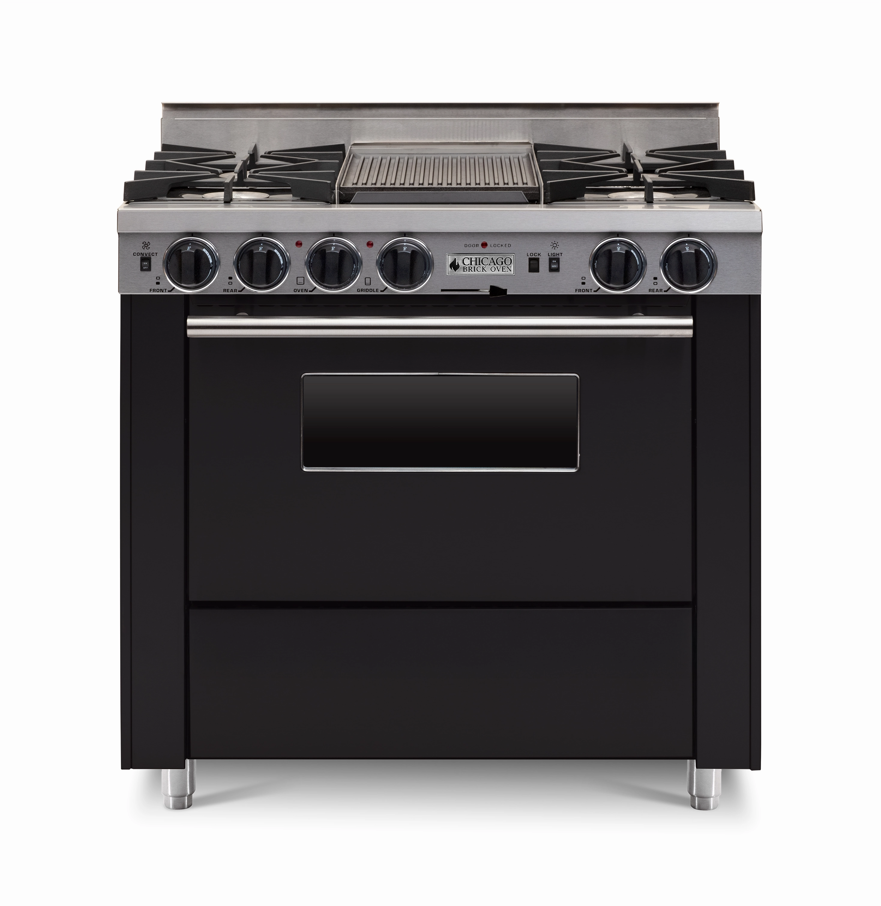 Chicago Brick Oven - 36 Dual-Fuel Self-Cleaning Convection Range - Open Burners