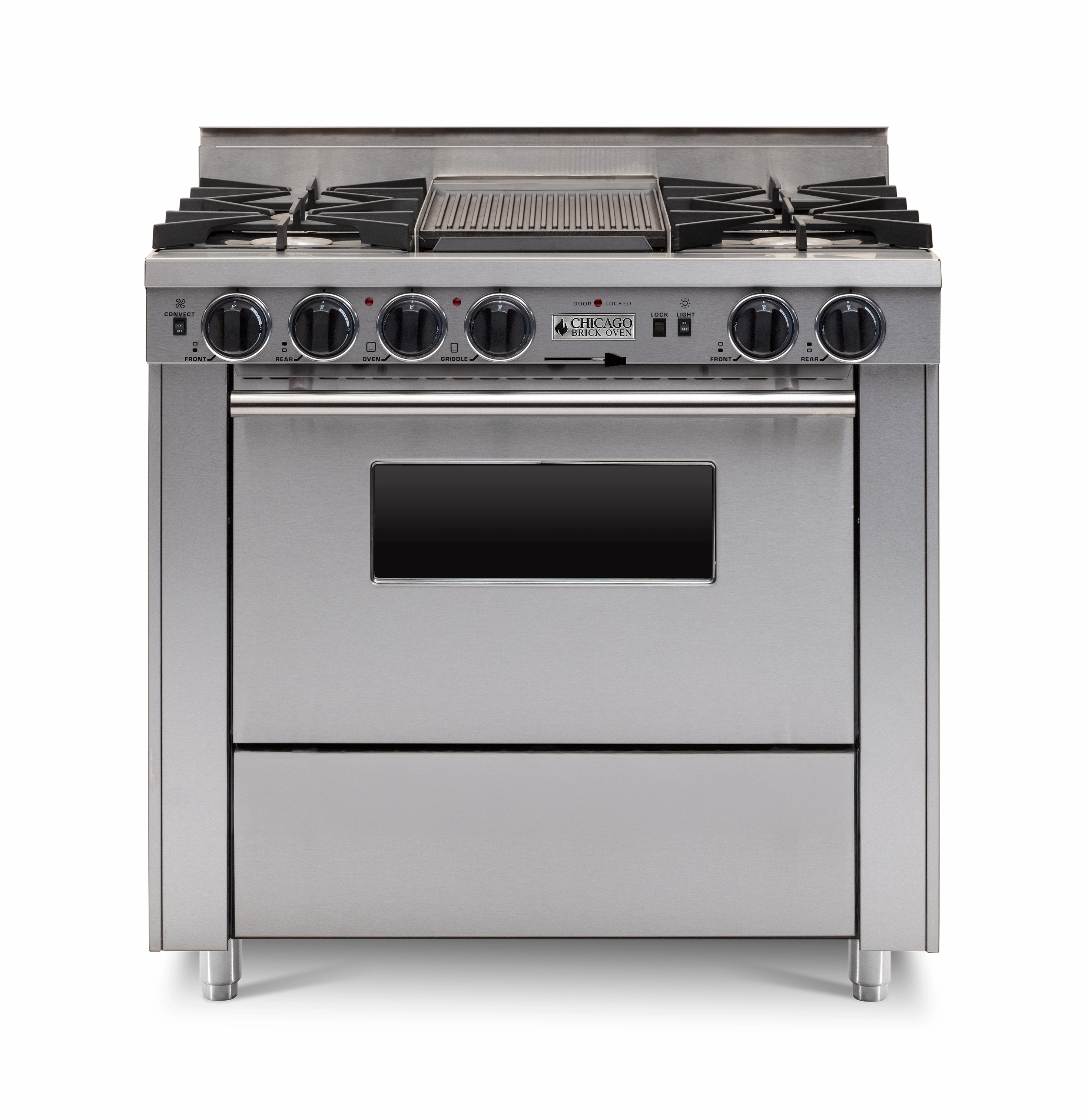 Chicago Brick Oven - 36 Dual-Fuel Self-Cleaning Convection Range - Open Burners
