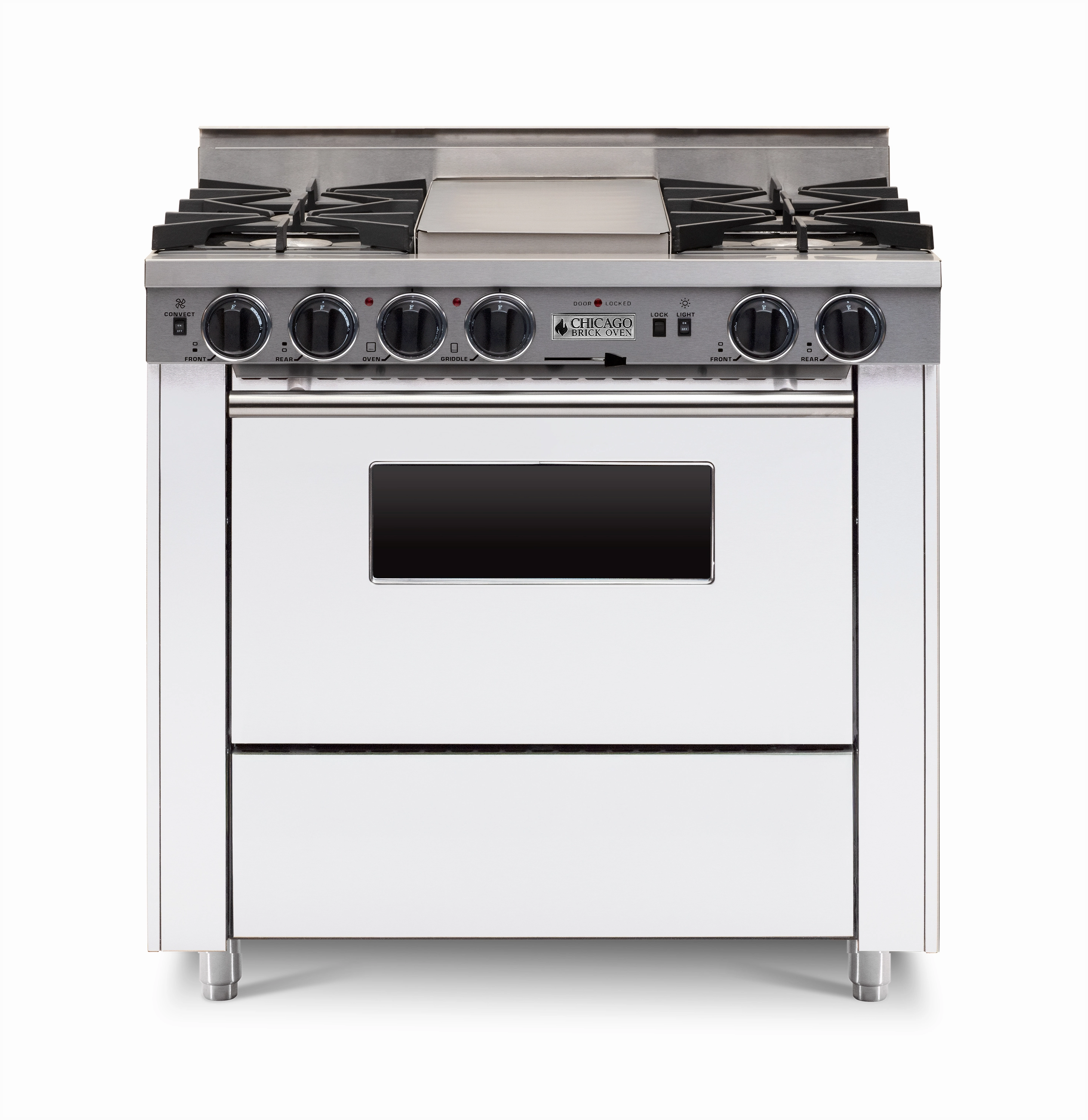 Chicago Brick Oven - 36 Dual-Fuel Self-Cleaning Convection Range - Open Burners