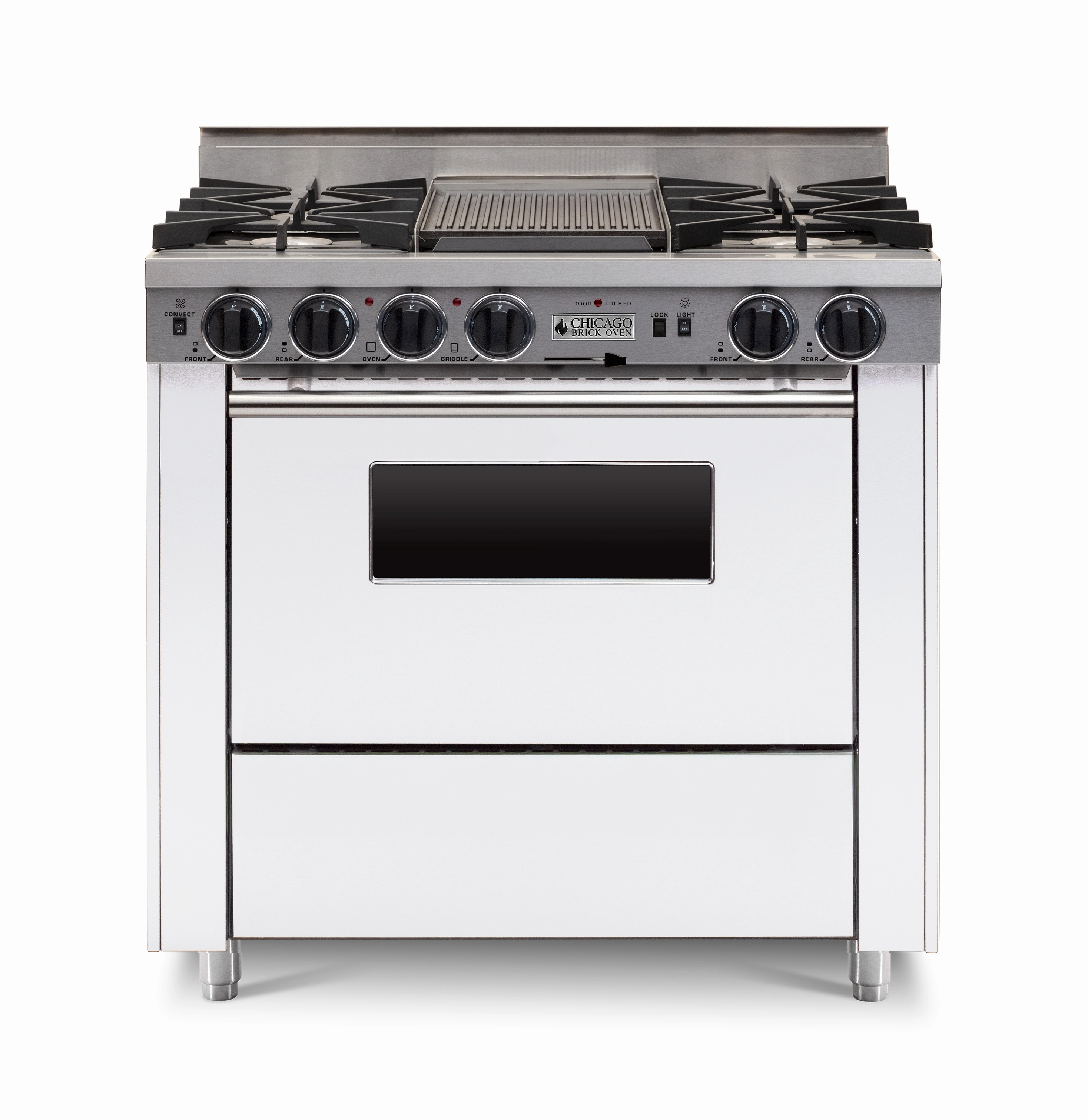 Chicago Brick Oven - 36 Dual-Fuel Self-Cleaning Convection Range - Open Burners