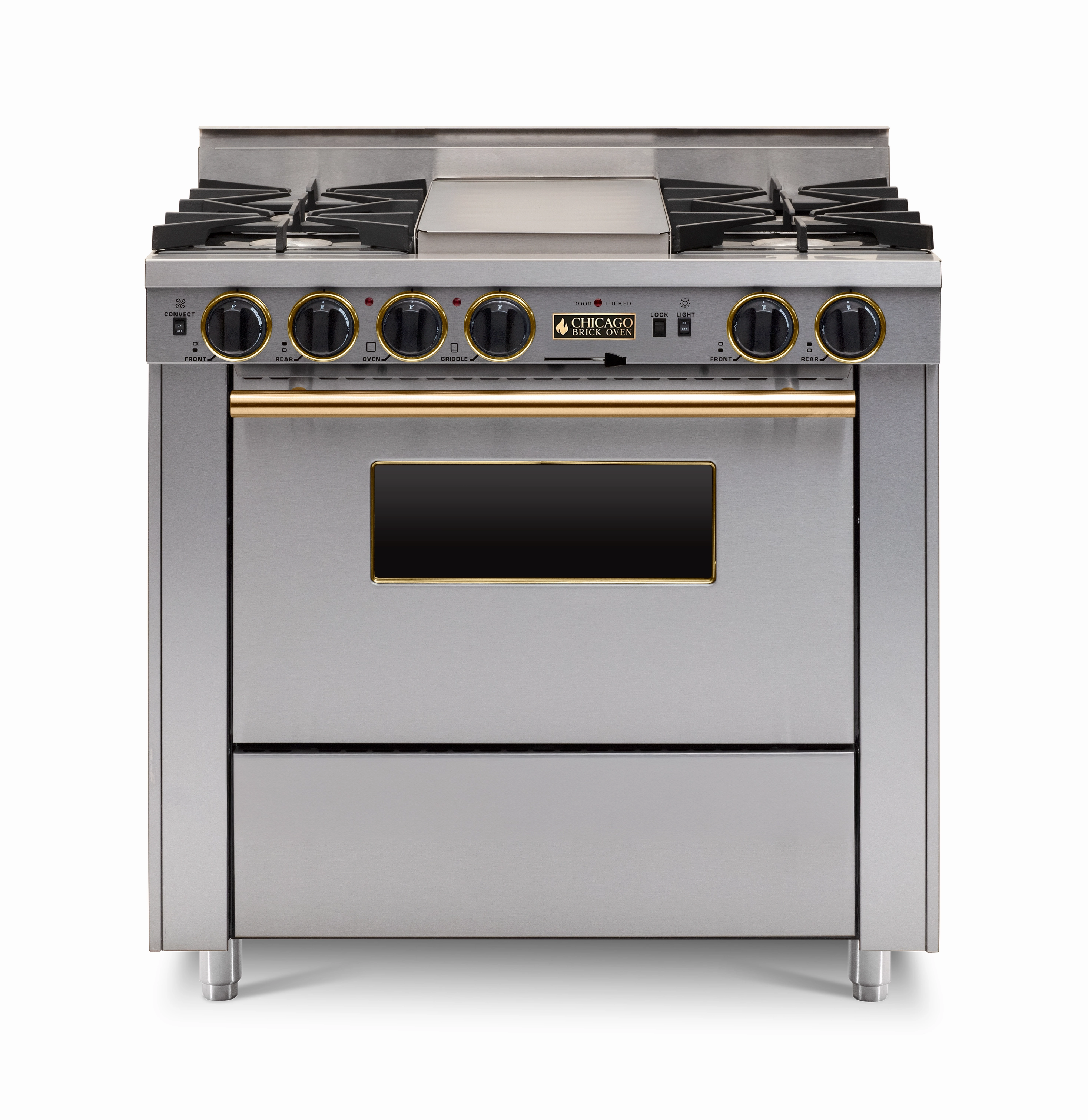 Chicago Brick Oven - 36 Dual-Fuel Self-Cleaning Convection Range - Open Burners