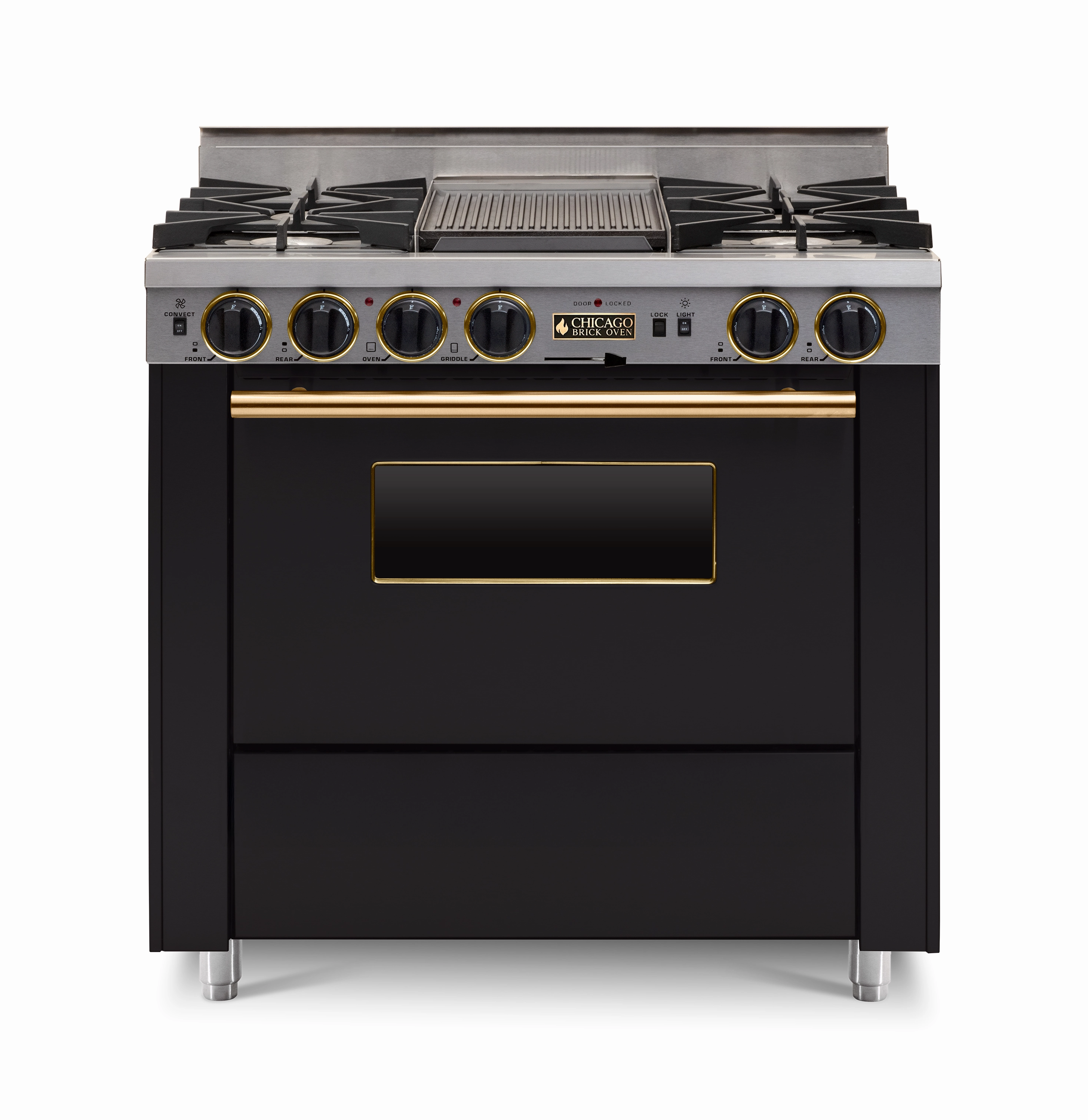 Chicago Brick Oven - 36 Dual-Fuel Self-Cleaning Convection Range - Open Burners