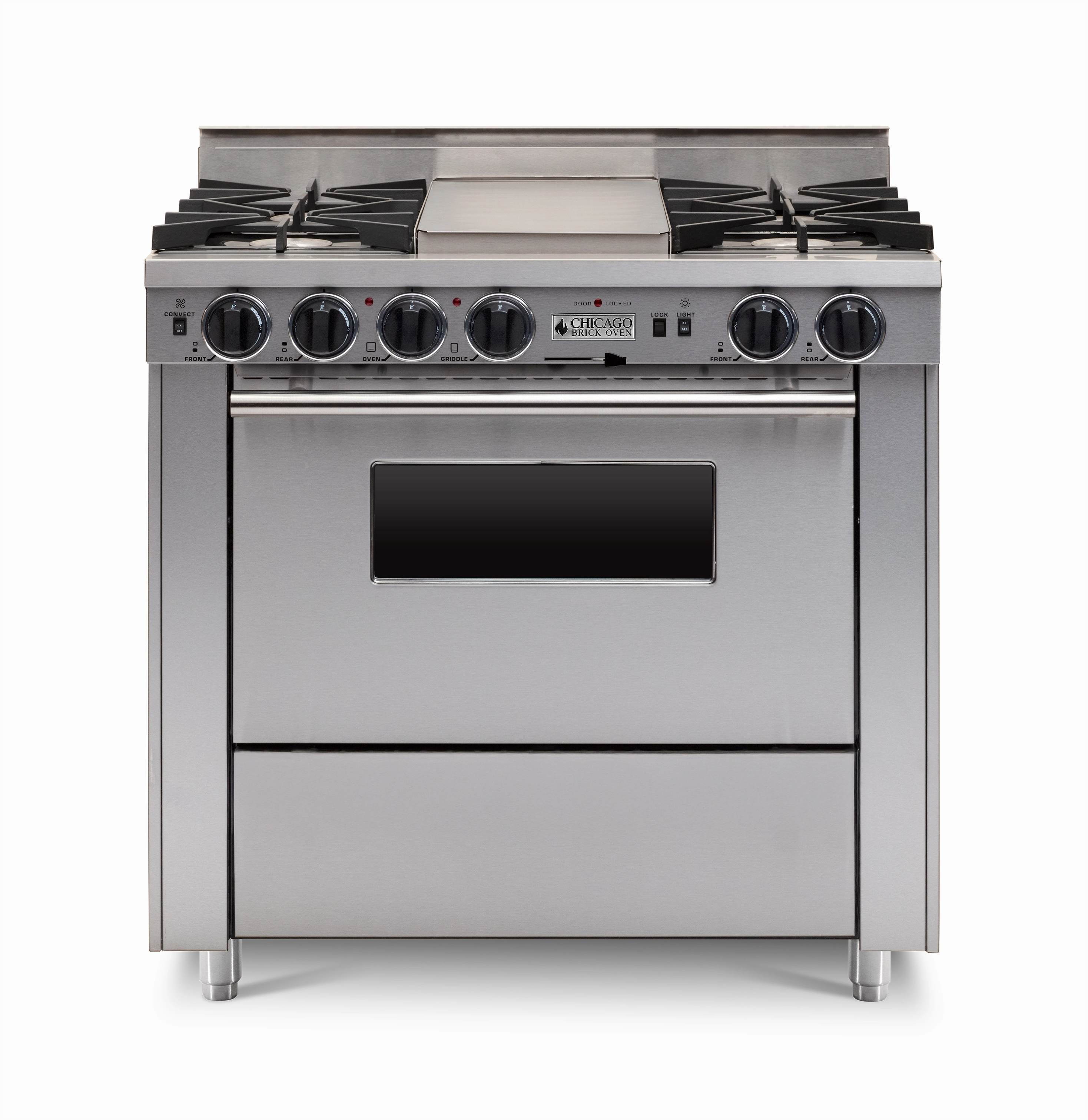 Chicago Brick Oven - 36 Dual-Fuel Self-Cleaning Convection Range - Open Burners