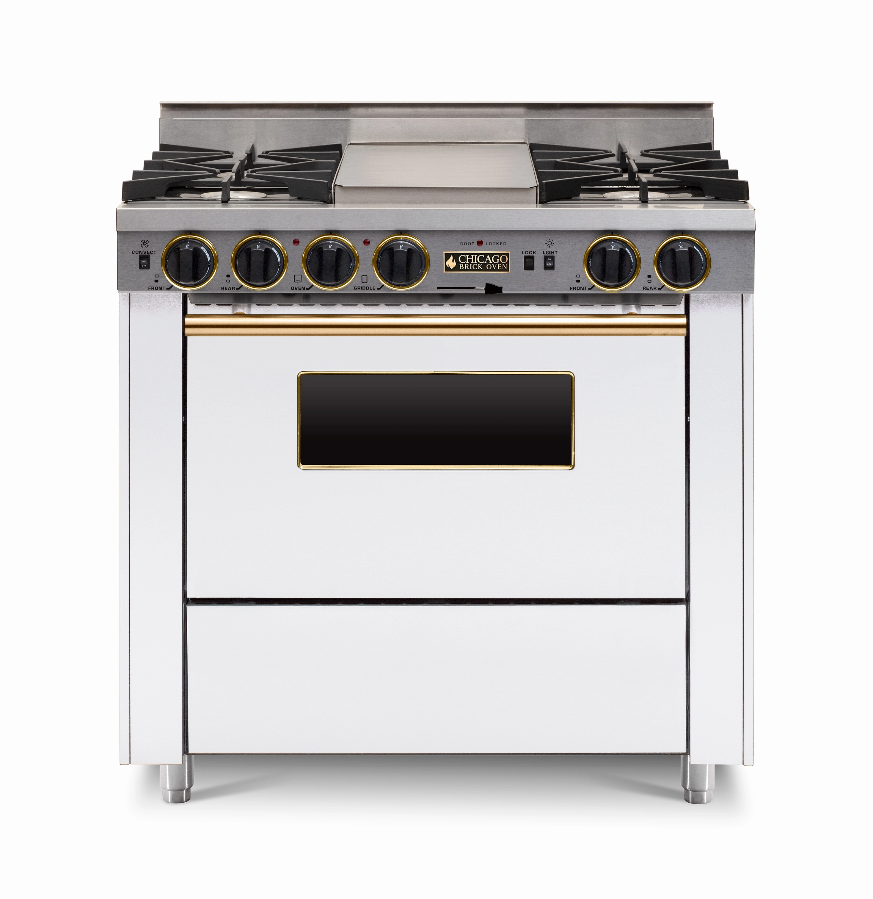 Chicago Brick Oven - 36 Dual-Fuel Self-Cleaning Convection Range - Open Burners
