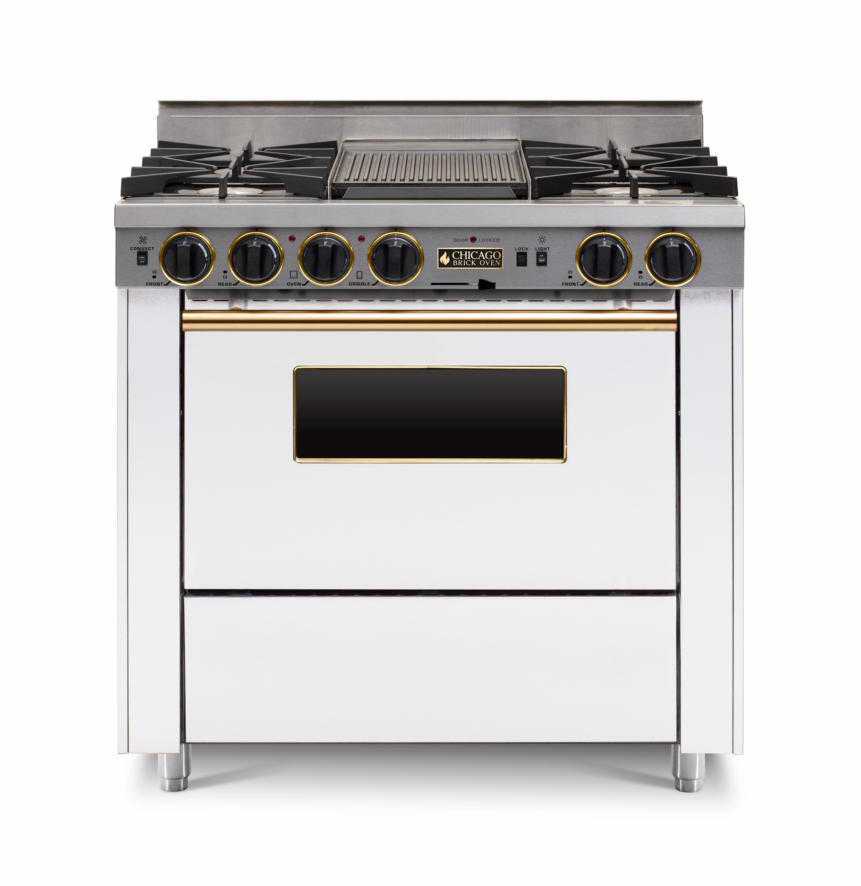 Chicago Brick Oven - 36 Dual-Fuel Self-Cleaning Convection Range - Open Burners