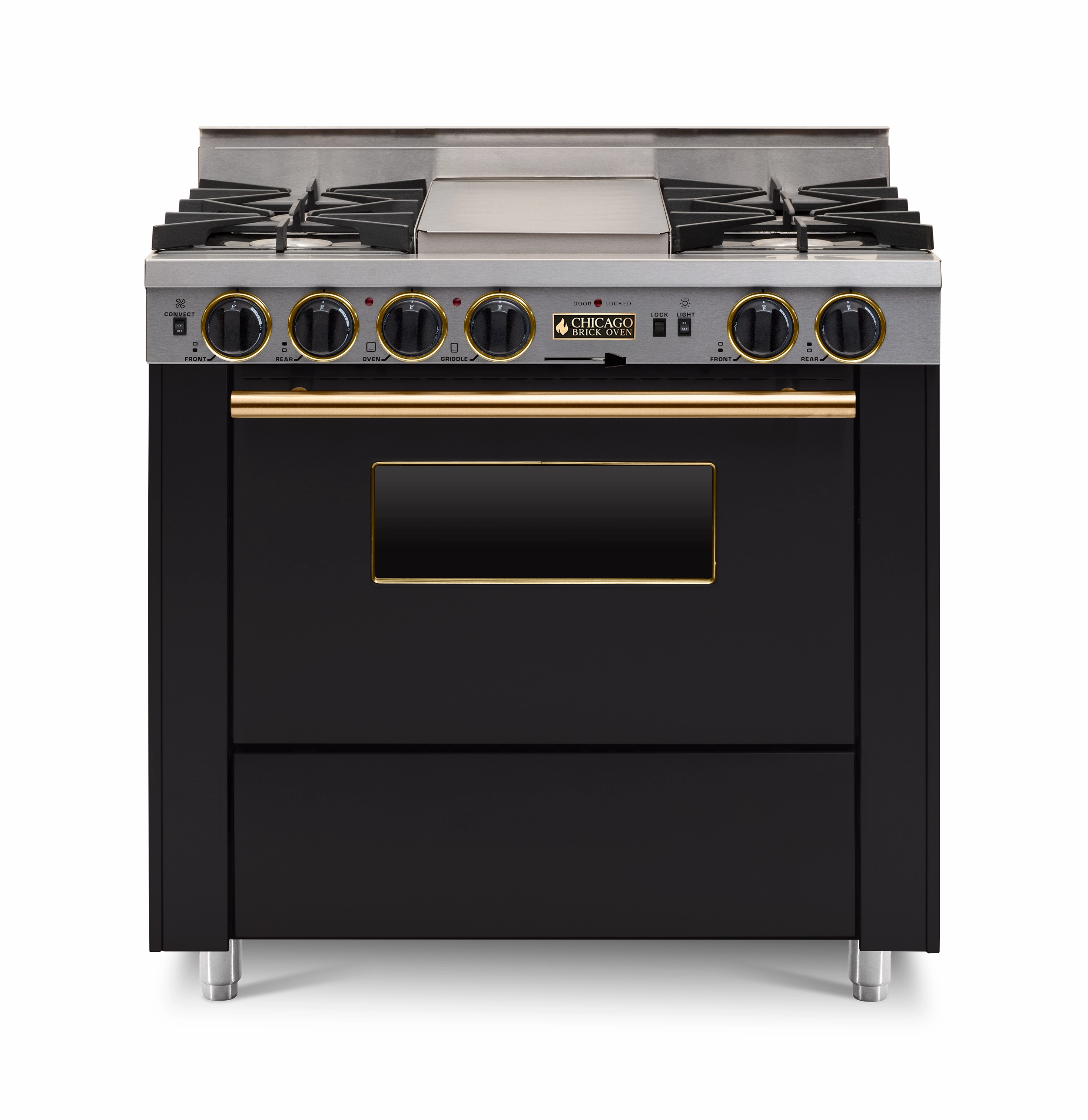 Chicago Brick Oven - 36 Dual-Fuel Self-Cleaning Convection Range - Open Burners