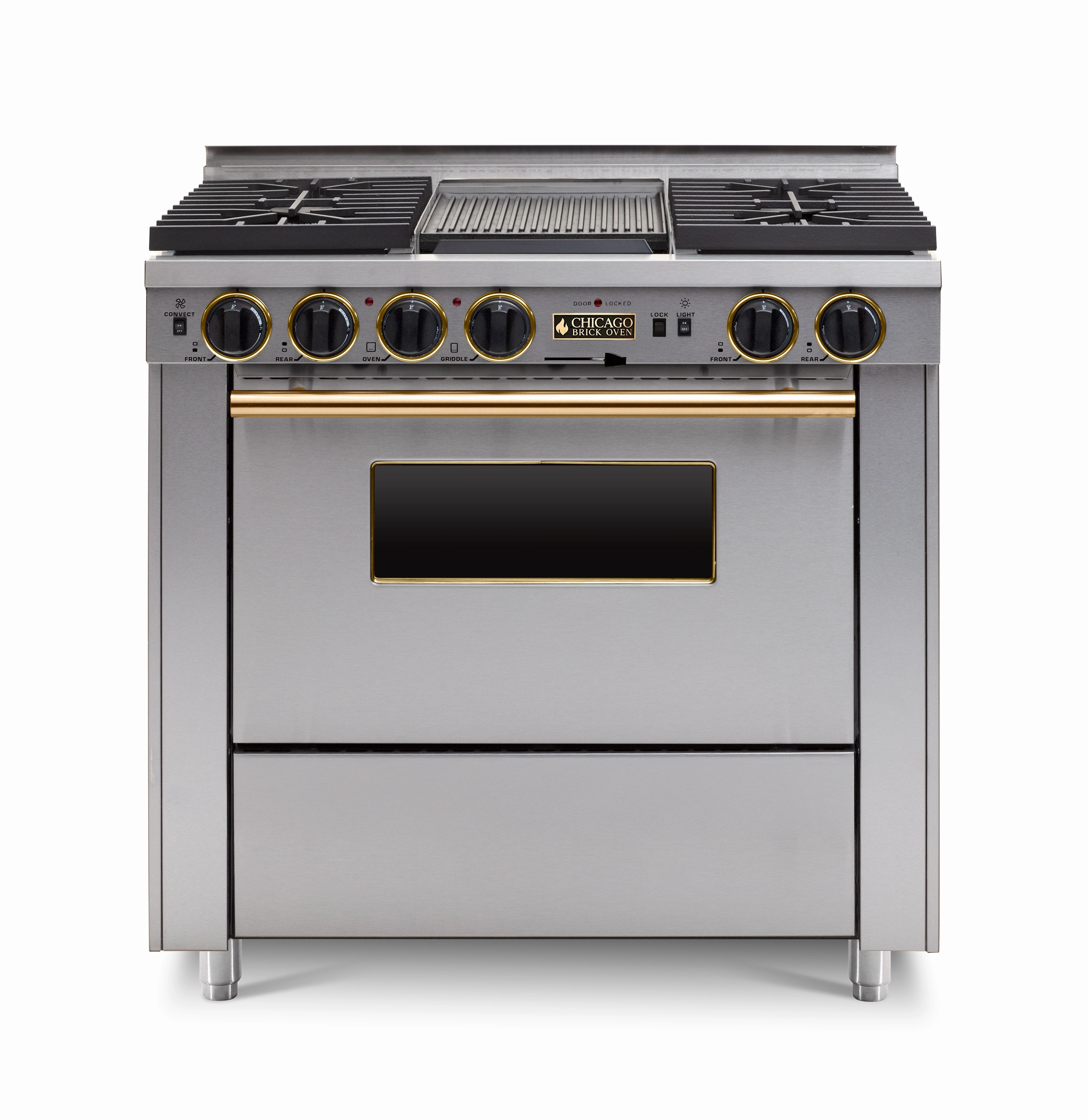 Chicago Brick Oven - 36 Dual-Fuel Self-Cleaning Convection Range - Sealed Burners