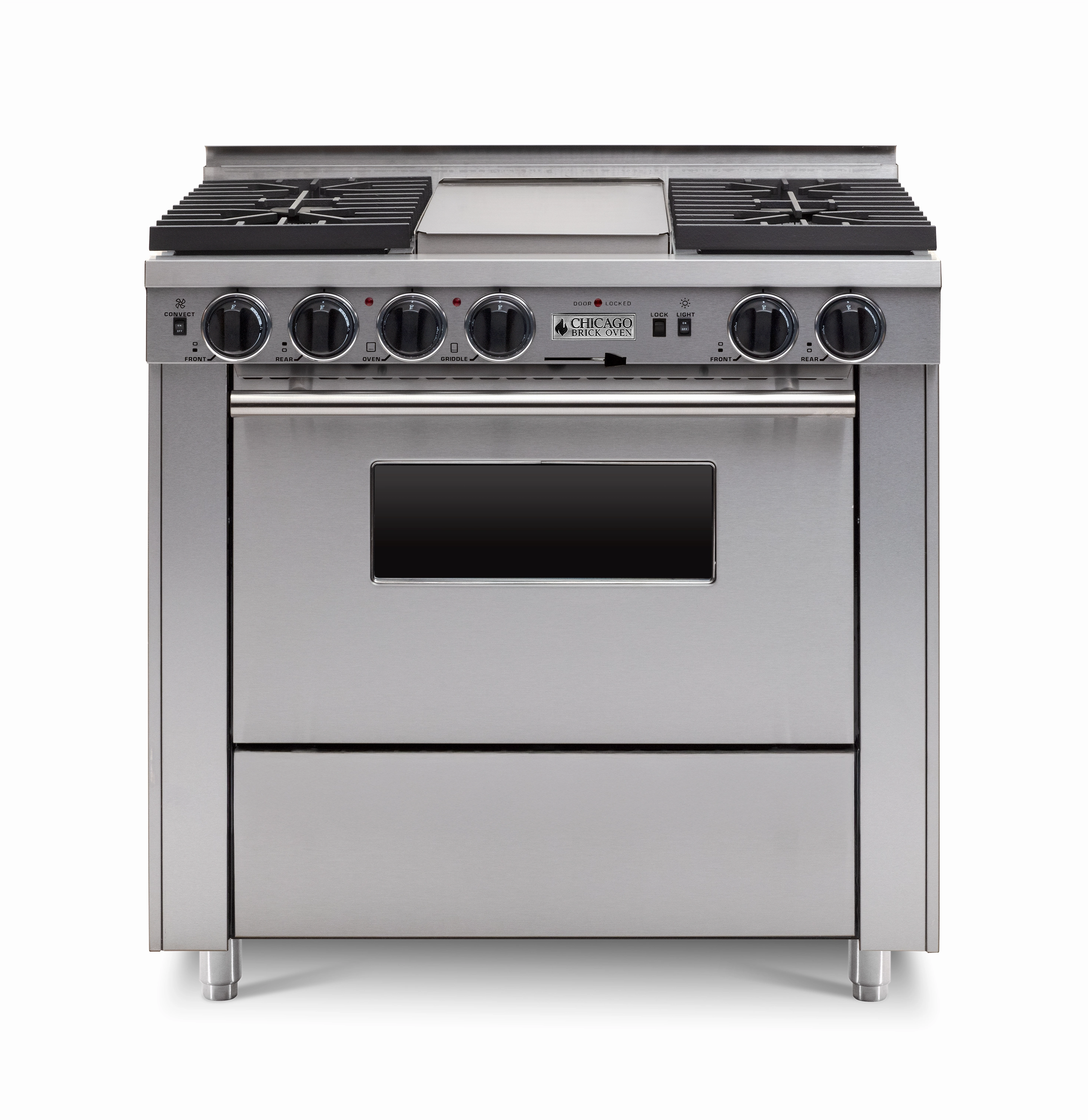 Chicago Brick Oven - 36 Dual-Fuel Self-Cleaning Convection Range - Sealed Burners