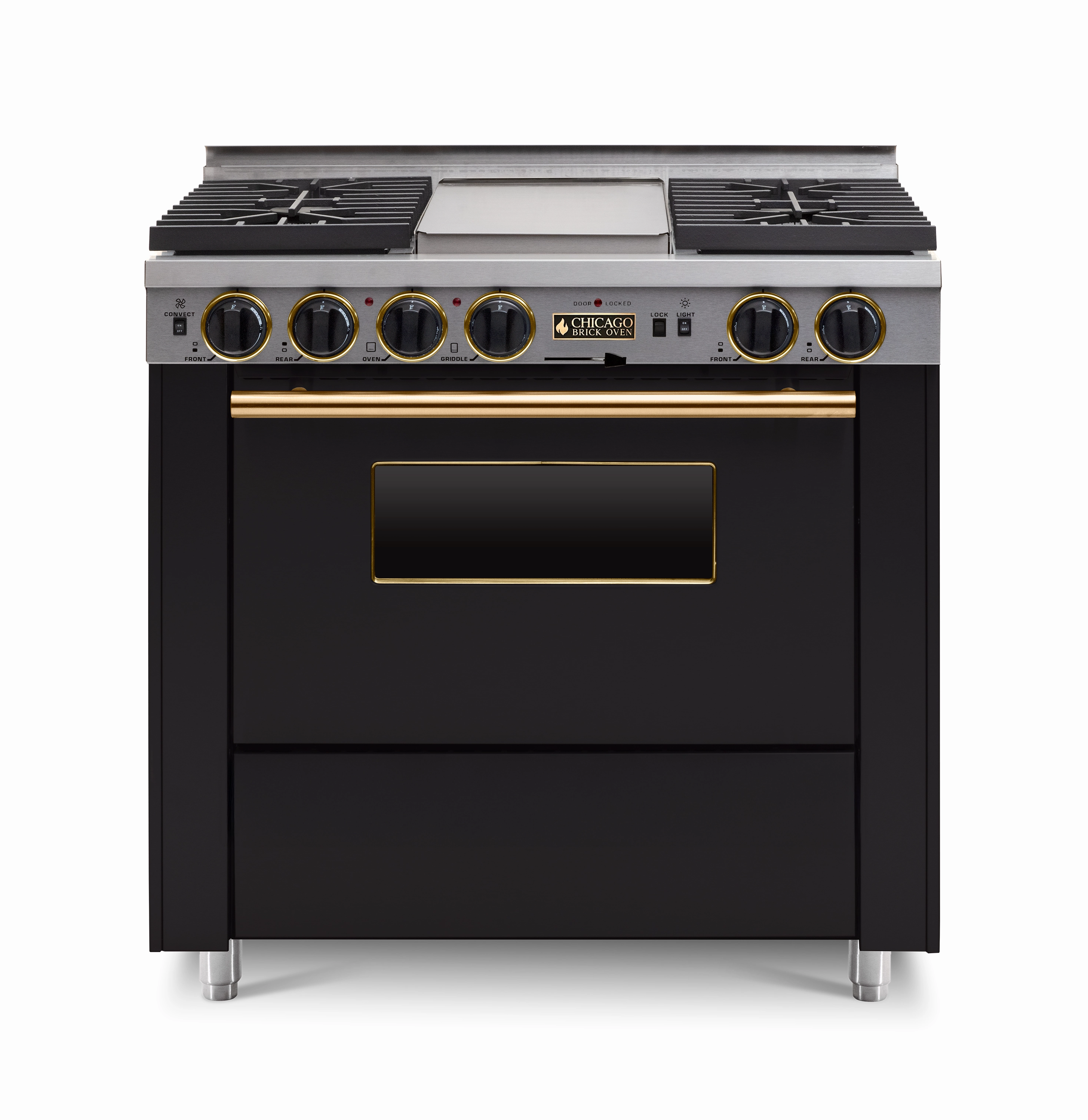 Chicago Brick Oven - 36 Dual-Fuel Self-Cleaning Convection Range - Sealed Burners