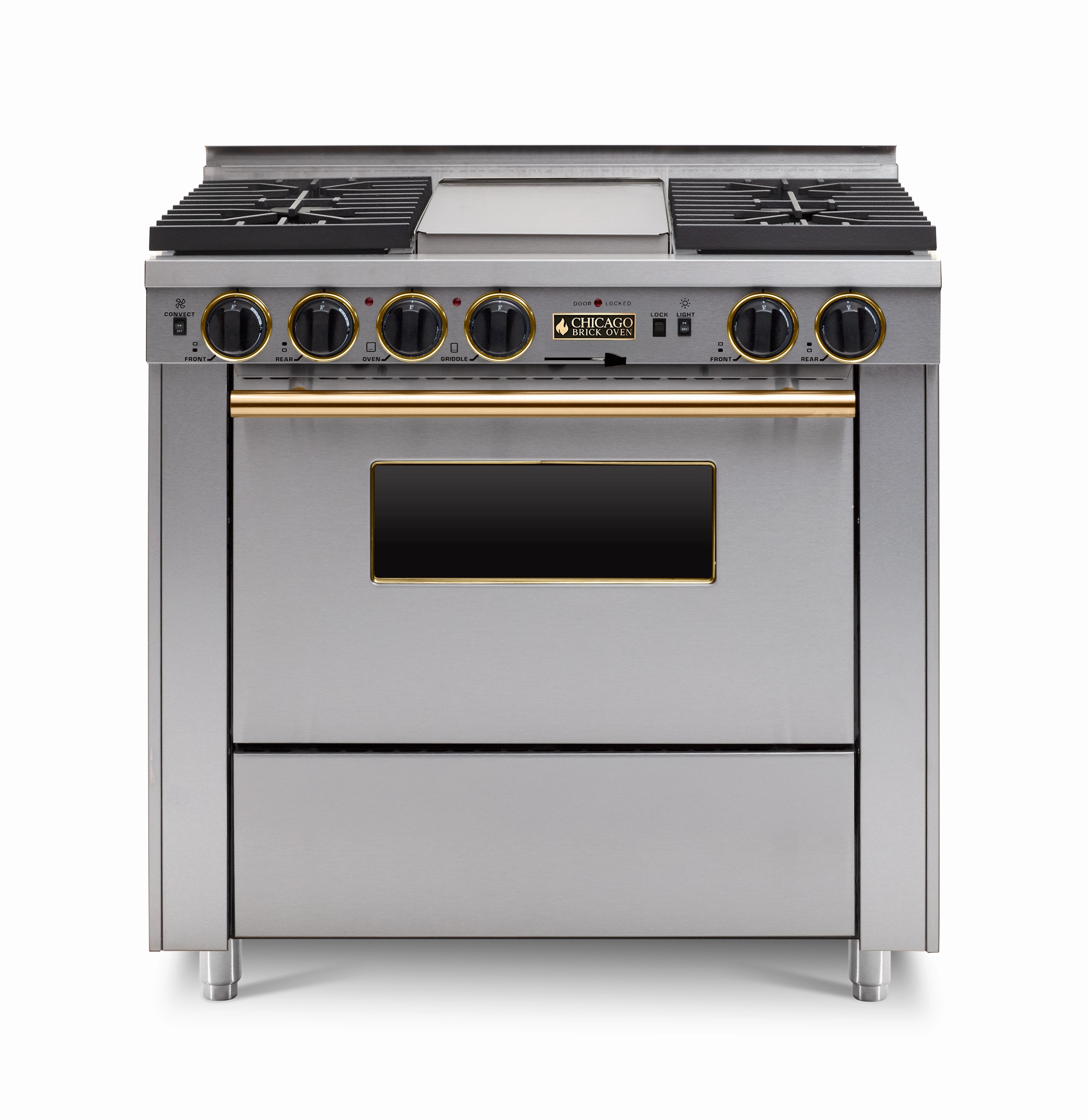 Chicago Brick Oven - 36 Dual-Fuel Self-Cleaning Convection Range - Sealed Burners