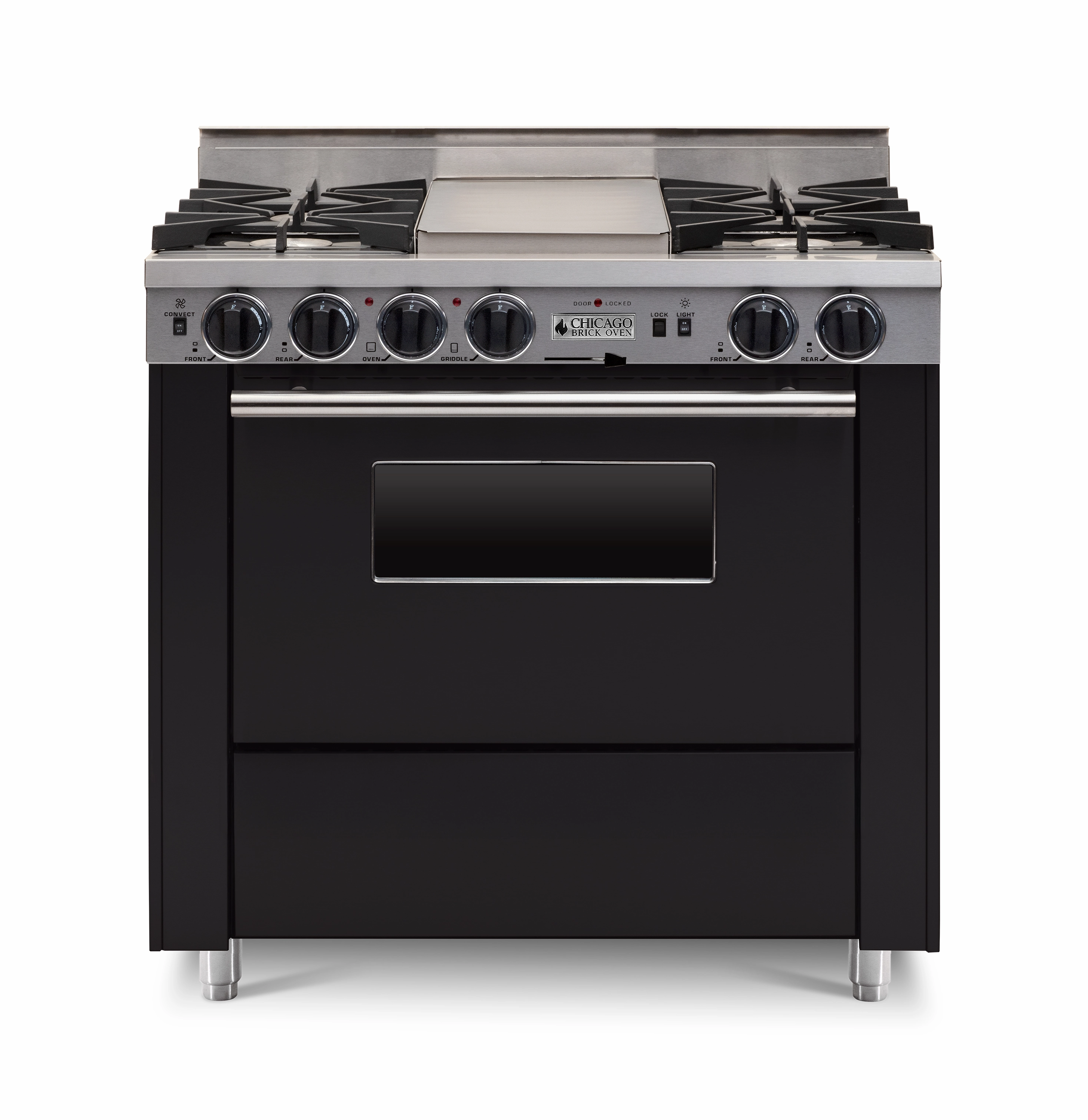 Chicago Brick Oven - 36 LP Gas Dual-Fuel Self-Cleaning Convection Range - Open Burners