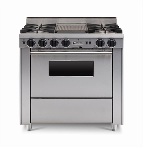 Chicago Brick Oven - 36 LP Gas Dual-Fuel Self-Cleaning Convection Range - Open Burners