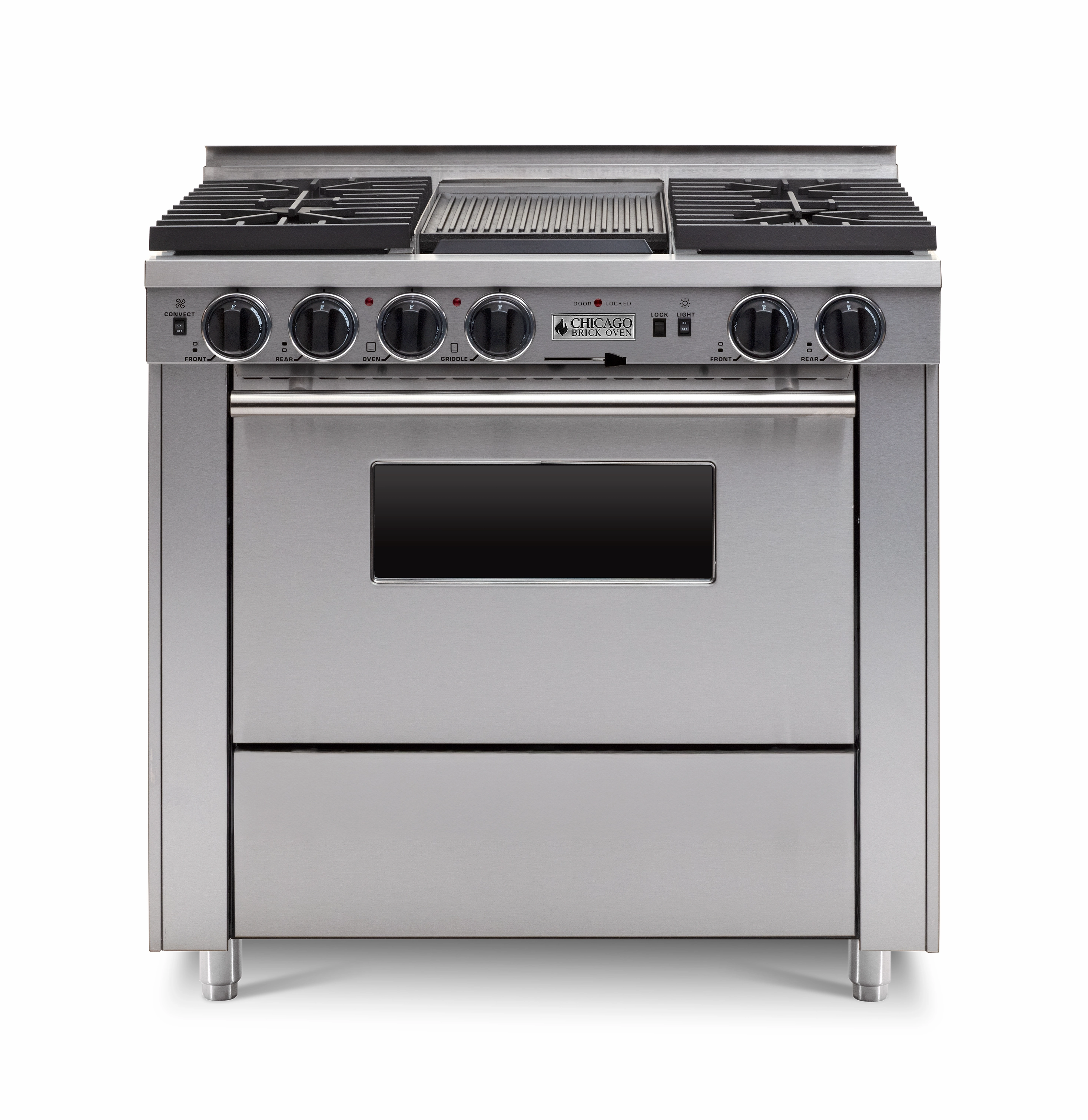 Chicago Brick Oven - 36 LP Gas Dual-Fuel Self-Cleaning Convection Range - Sealed Burners