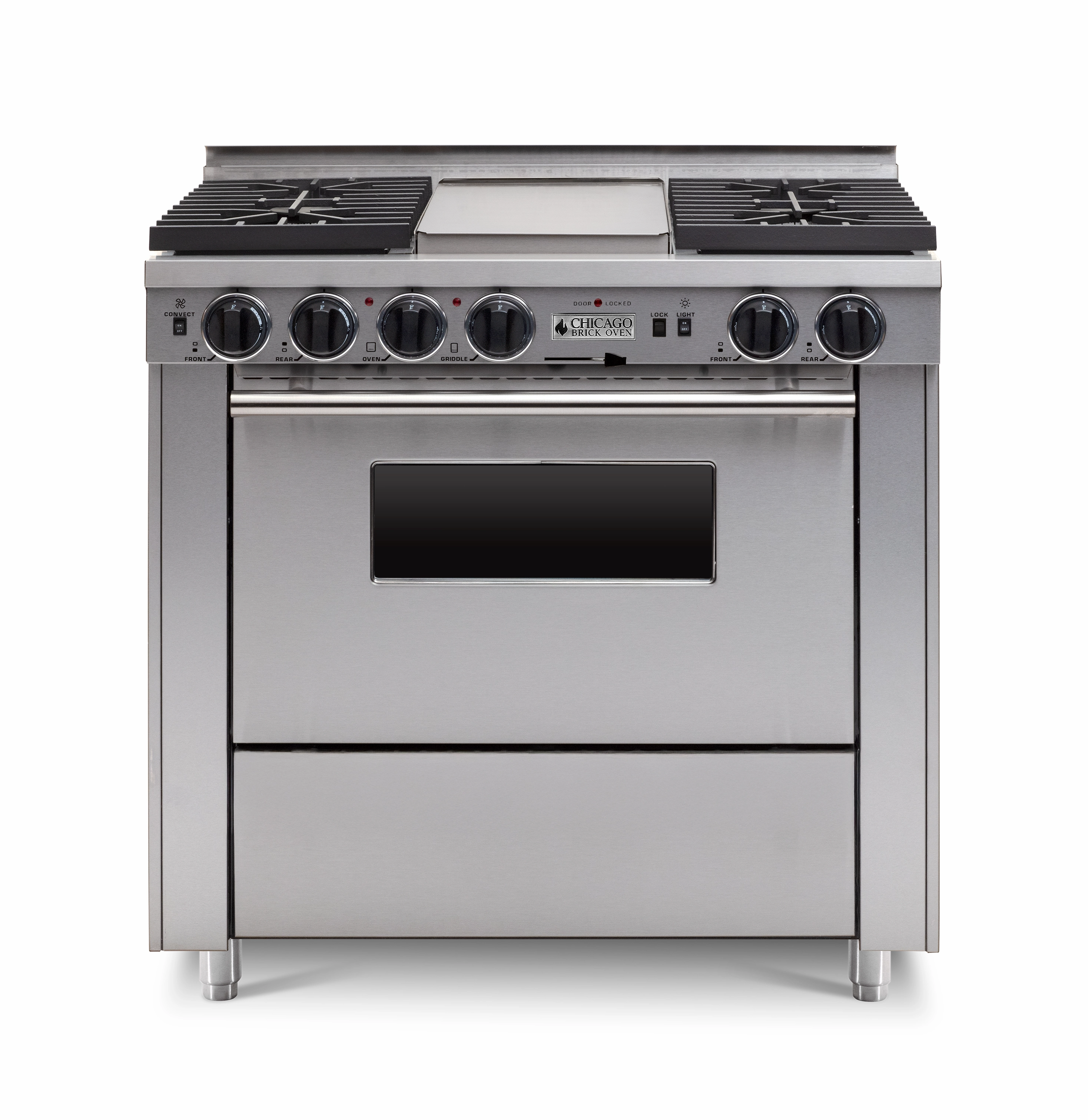 Chicago Brick Oven - 36 LP Gas Dual-Fuel Self-Cleaning Convection Range - Sealed Burners