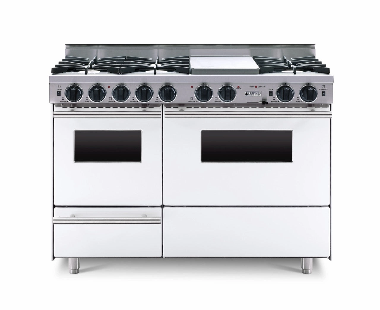 Chicago Brick Oven - 48 LP Gas True Dual-Fuel Self-Cleaning Convection Range - Open Burners