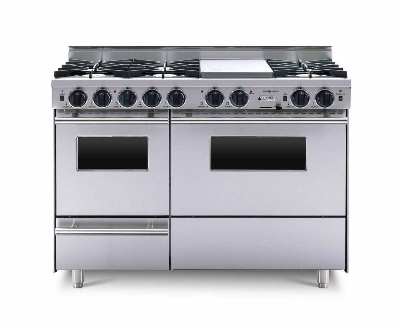 Chicago Brick Oven - 48 LP Gas True Dual-Fuel Self-Cleaning Convection Range - Open Burners