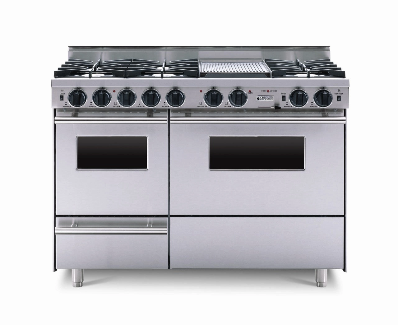 Chicago Brick Oven - 48 LP Gas True Dual-Fuel Self-Cleaning Convection Range - Open Burners