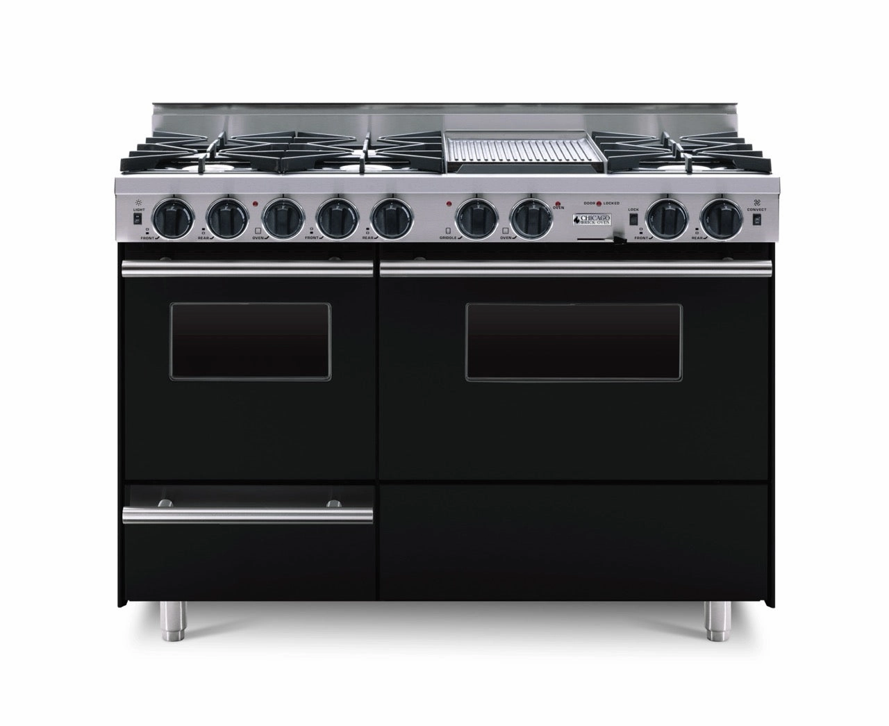 Chicago Brick Oven - 48 LP Gas True Dual-Fuel Self-Cleaning Convection Range - Open Burners
