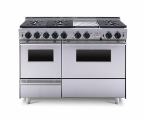 Chicago Brick Oven - 48 LP Gas True Dual-Fuel Self-Cleaning Convection Range - Sealed Burners