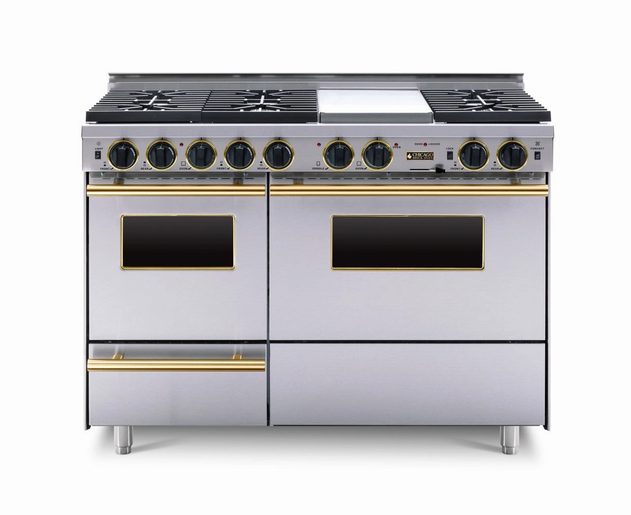 Chicago Brick Oven - 48 LP Gas True Dual-Fuel Self-Cleaning Convection Range - Sealed Burners