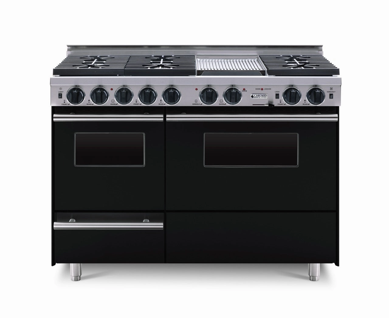 Chicago Brick Oven - 48 LP Gas True Dual-Fuel Self-Cleaning Convection Range - Sealed Burners