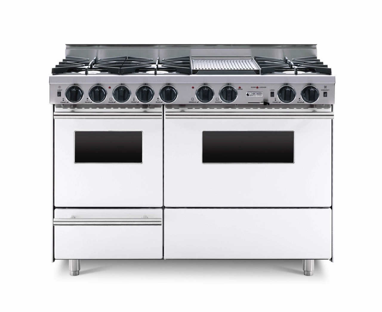 Chicago Brick Oven - 48 True Dual-Fuel Self-Cleaning Convection Range - Open Burners