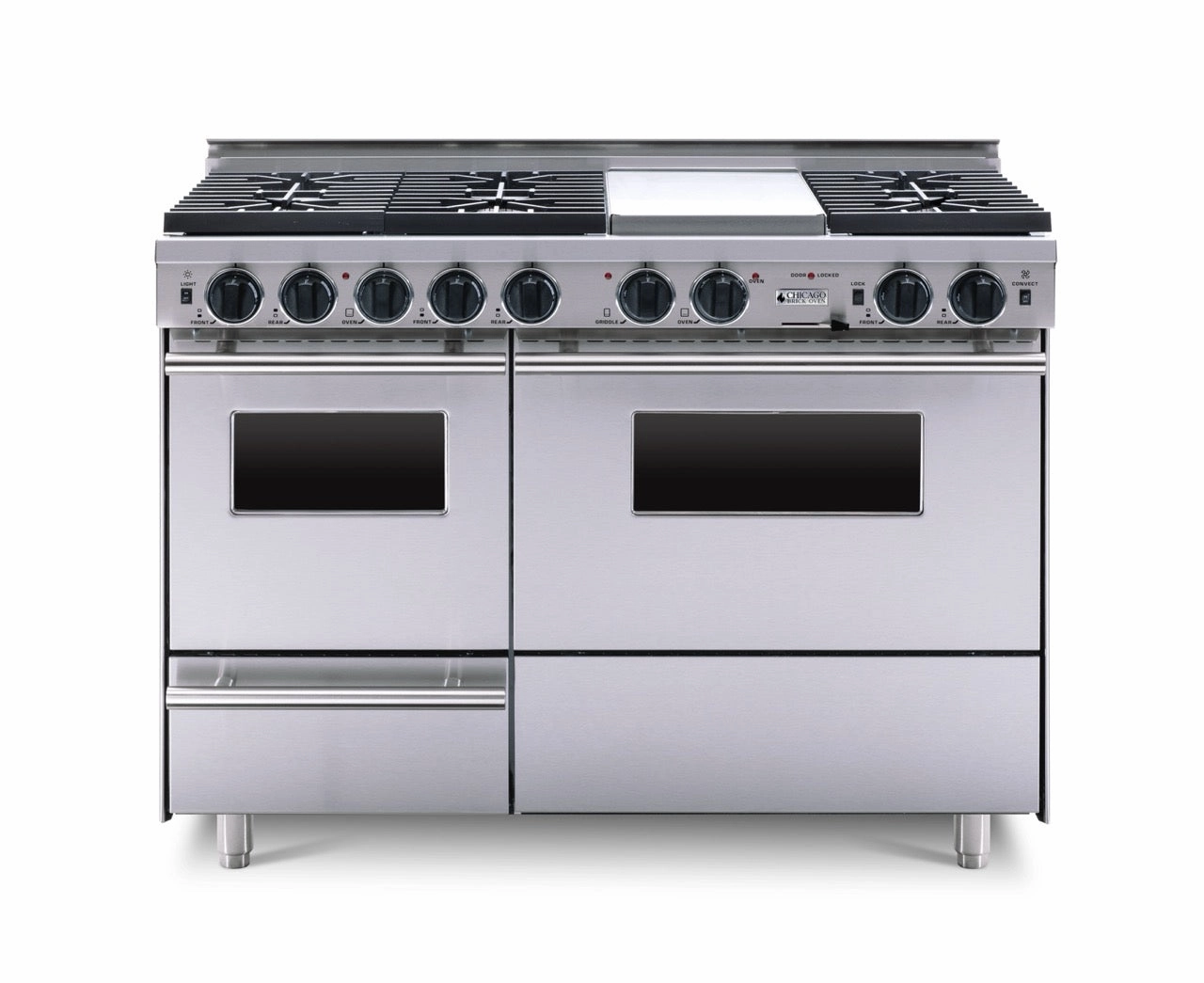 Chicago Brick Oven - 48 True Dual-Fuel Self-Cleaning Convection Range with Sealed Burners