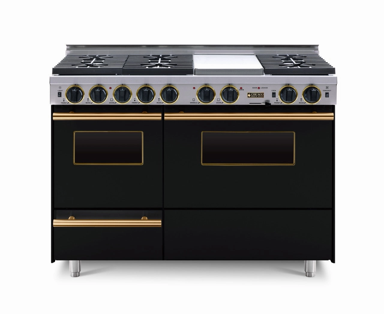 Chicago Brick Oven - 48 True Dual-Fuel Self-Cleaning Convection Range with Sealed Burners