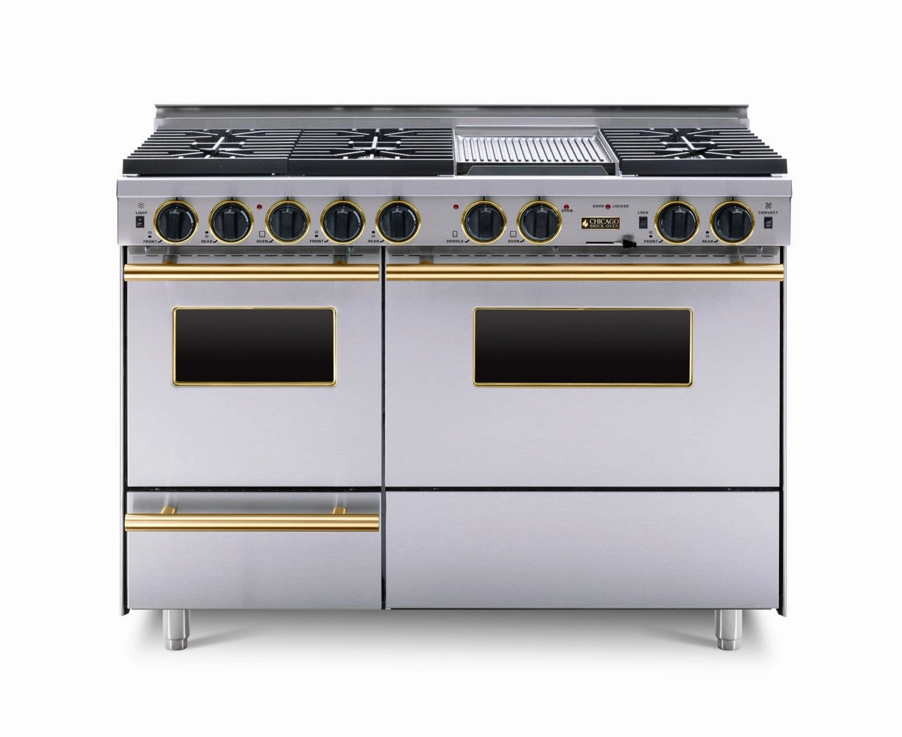 Chicago Brick Oven - 48 True Dual-Fuel Self-Cleaning Convection Range with Sealed Burners