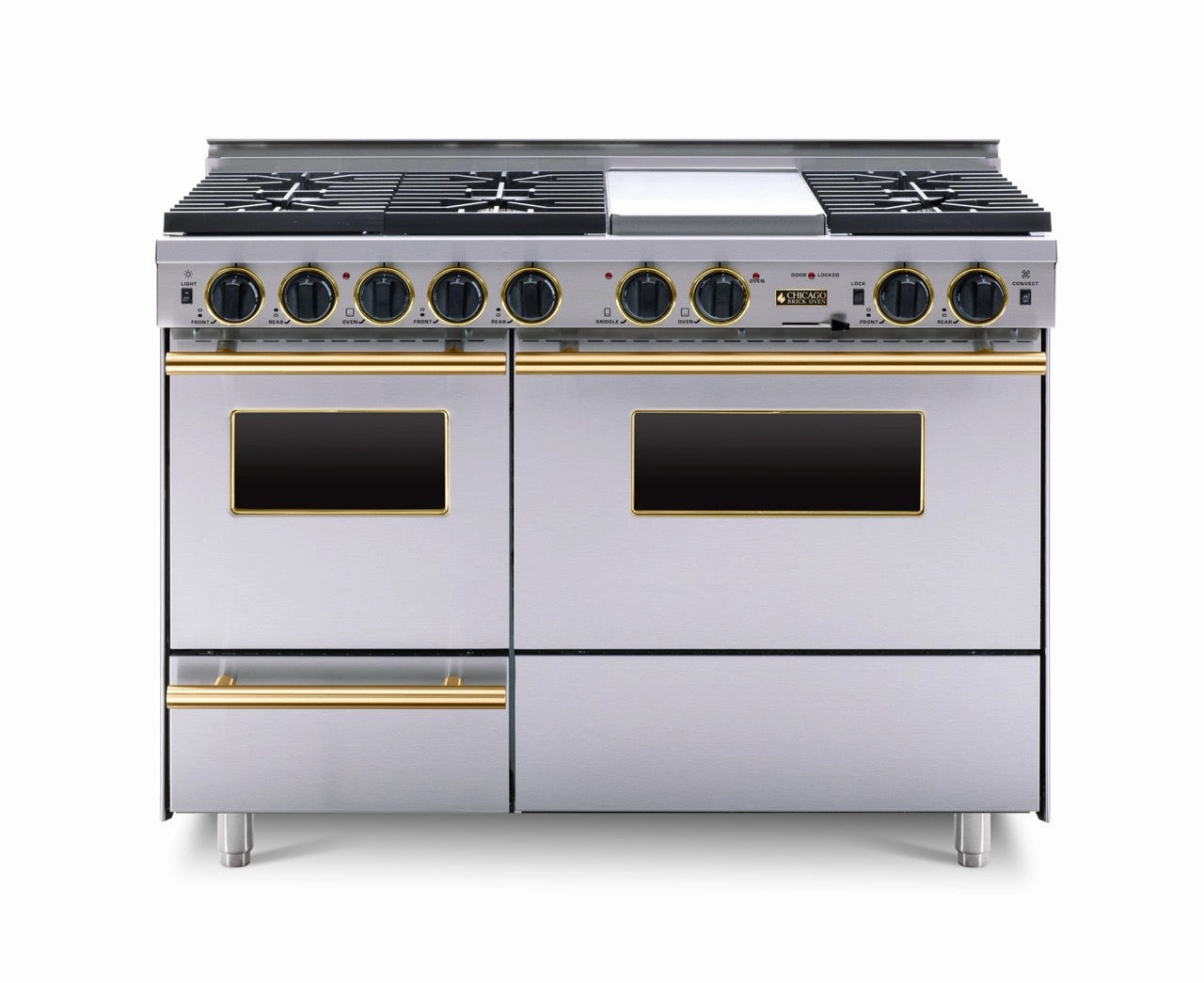 Chicago Brick Oven - 48 True Dual-Fuel Self-Cleaning Convection Range with Sealed Burners