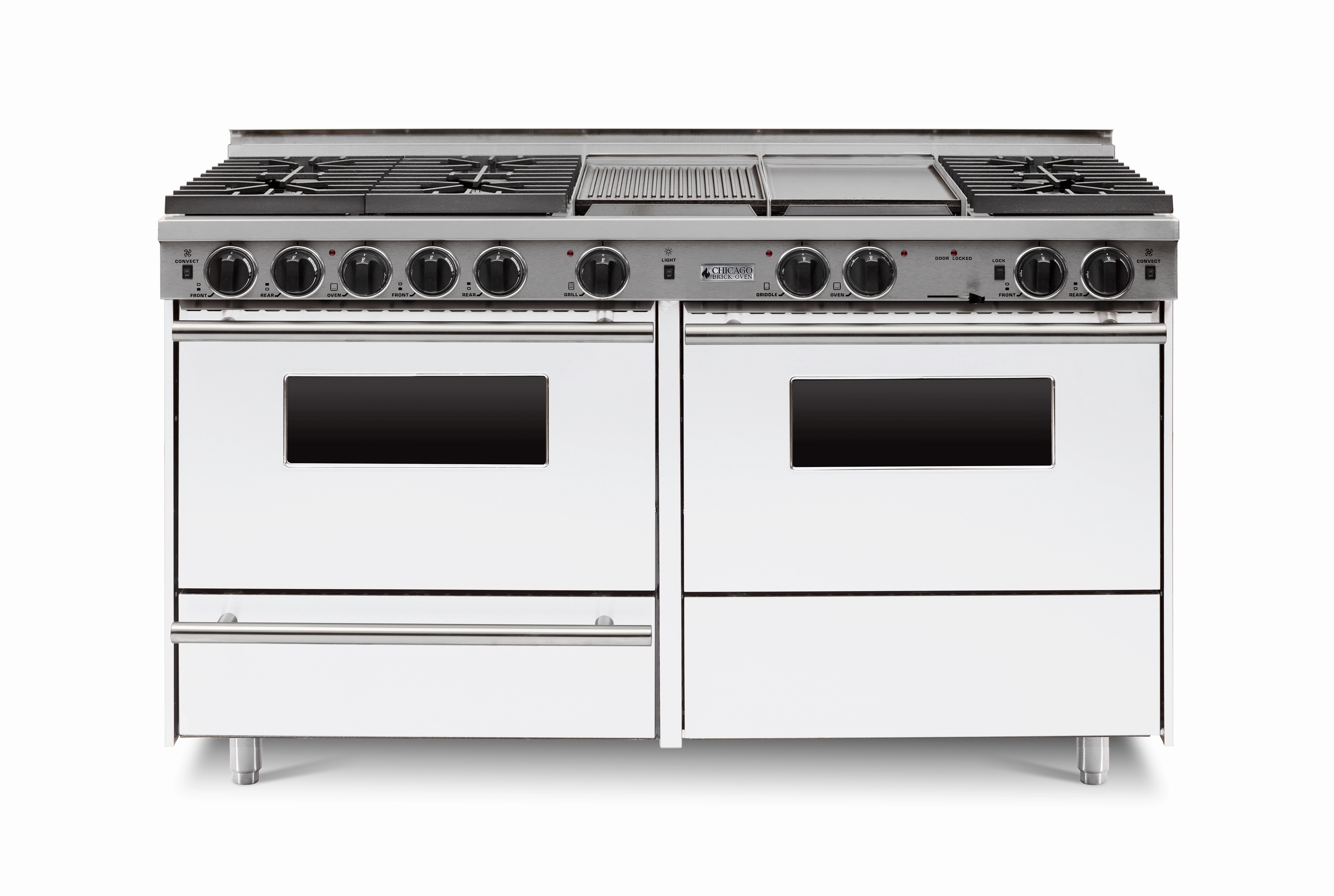 Chicago Brick Oven - 60" LP Gas True Dual-Fuel Self-Cleaning Convection Range - Sealed Burners