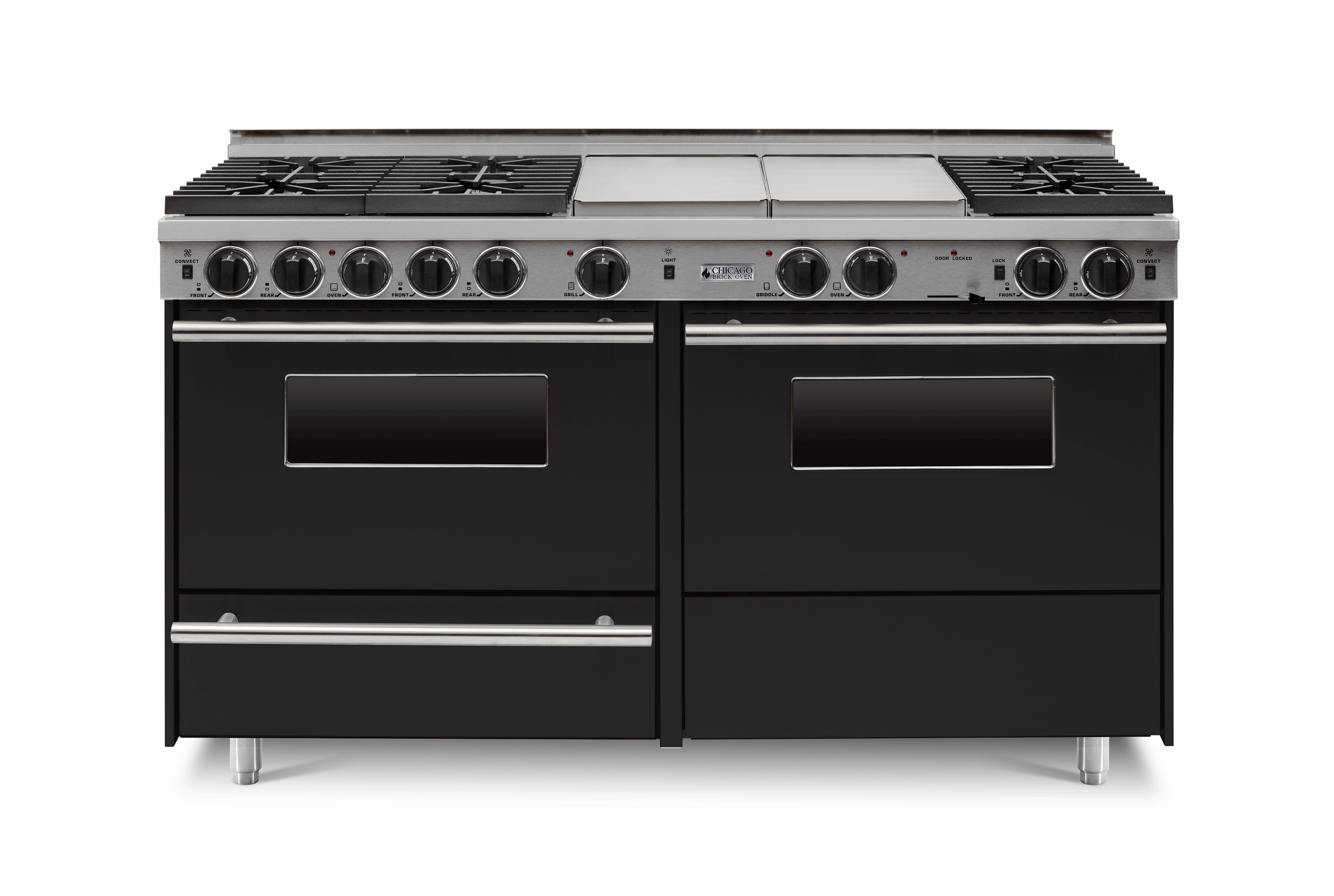 Chicago Brick Oven - 60" LP Gas True Dual-Fuel Self-Cleaning Convection Range - Sealed Burners
