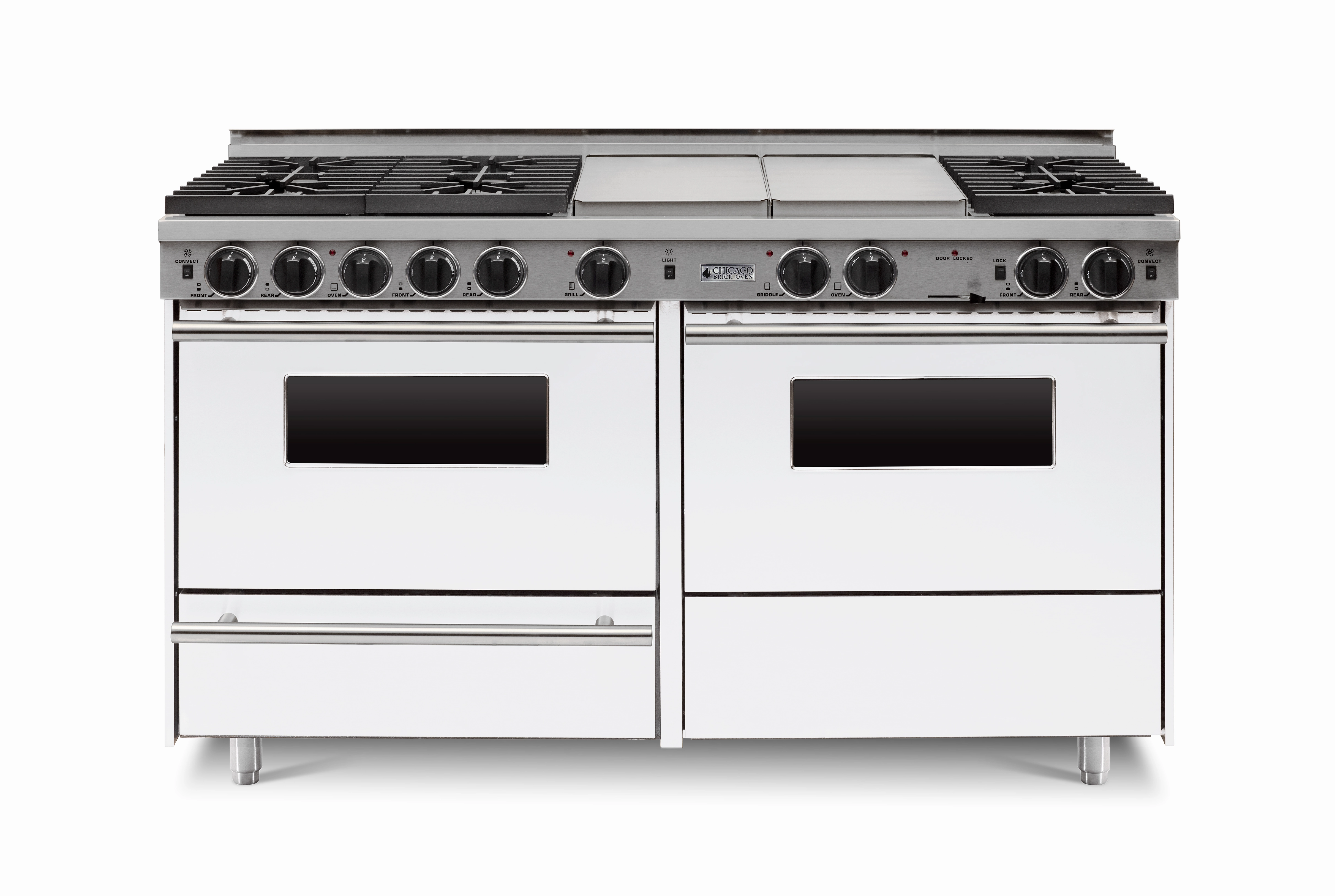 Chicago Brick Oven - 60" LP Gas True Dual-Fuel Self-Cleaning Convection Range - Sealed Burners