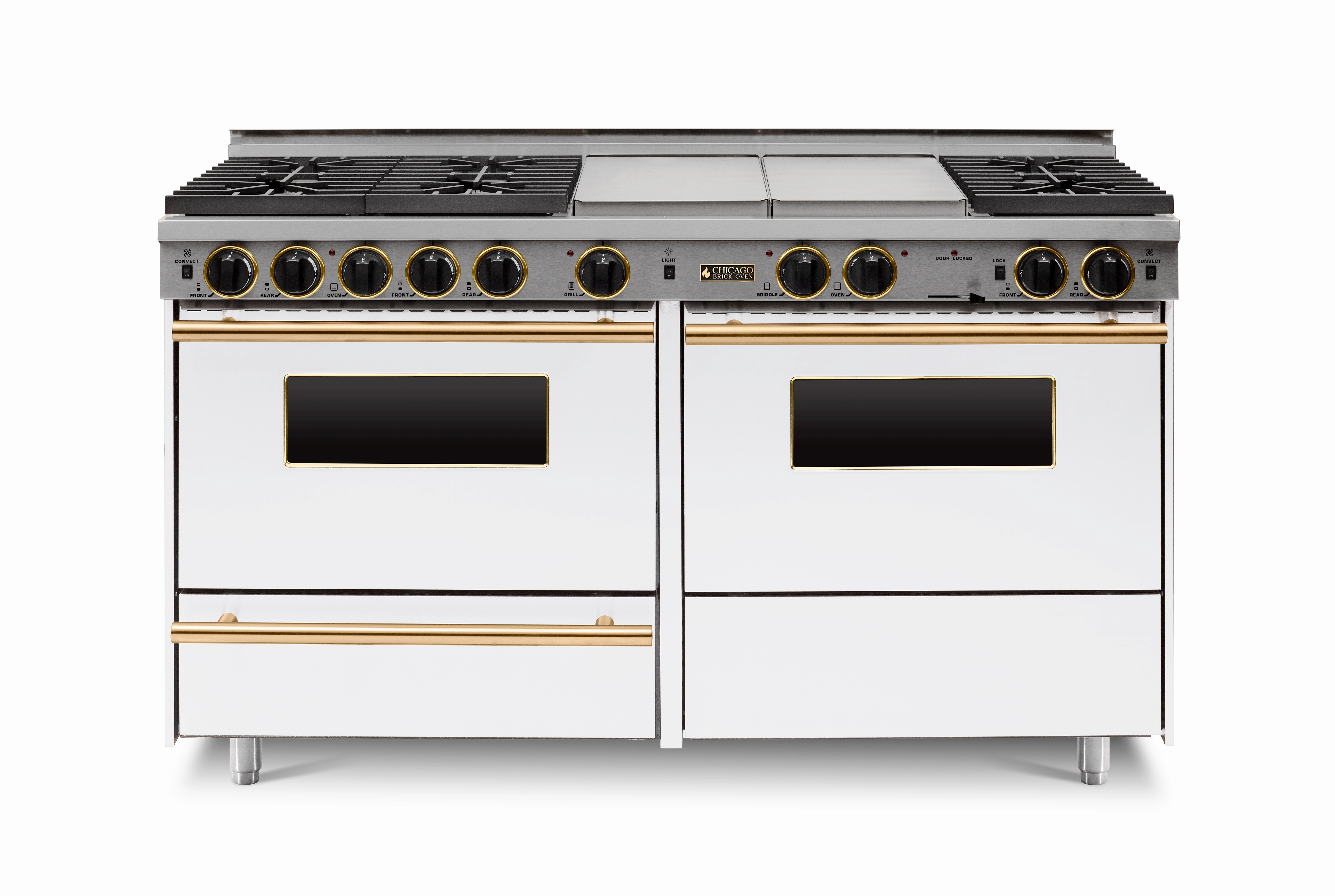 Chicago Brick Oven - 60" LP Gas True Dual-Fuel Self-Cleaning Convection Range - Sealed Burners