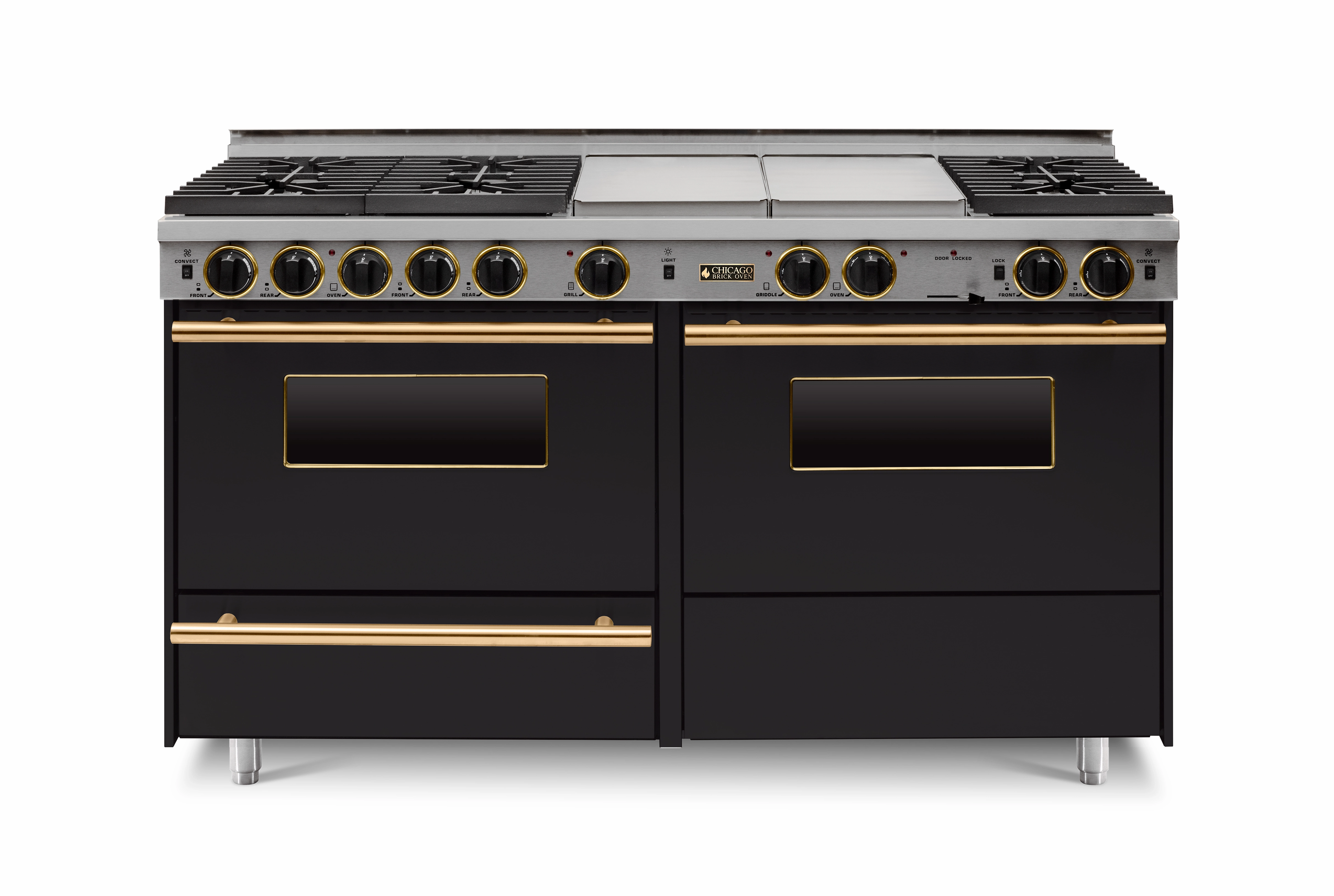 Chicago Brick Oven - 60" True Dual-Fuel Self-Cleaning Convection Range - Sealed Burners