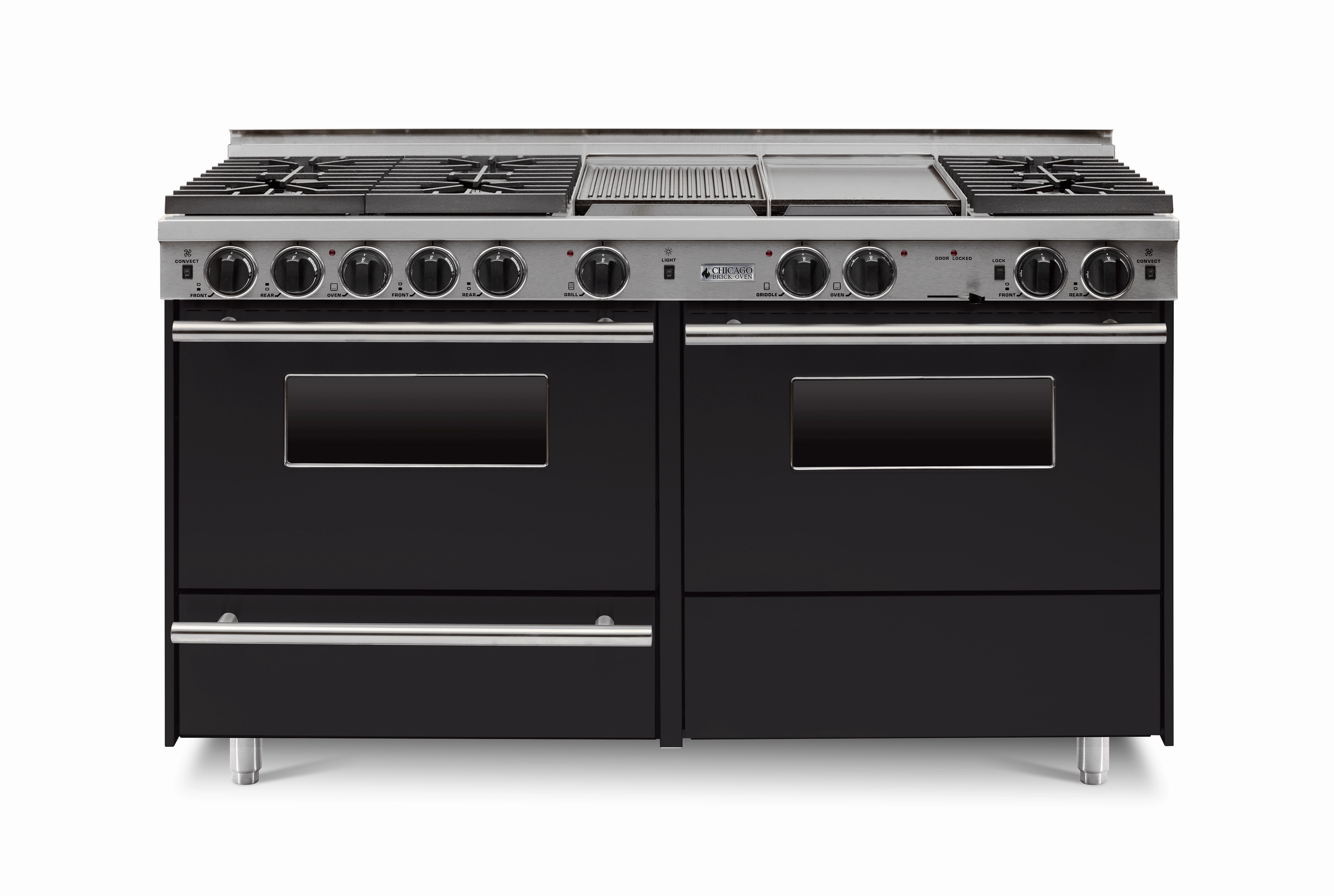 Chicago Brick Oven - 60" True Dual-Fuel Self-Cleaning Convection Range - Sealed Burners