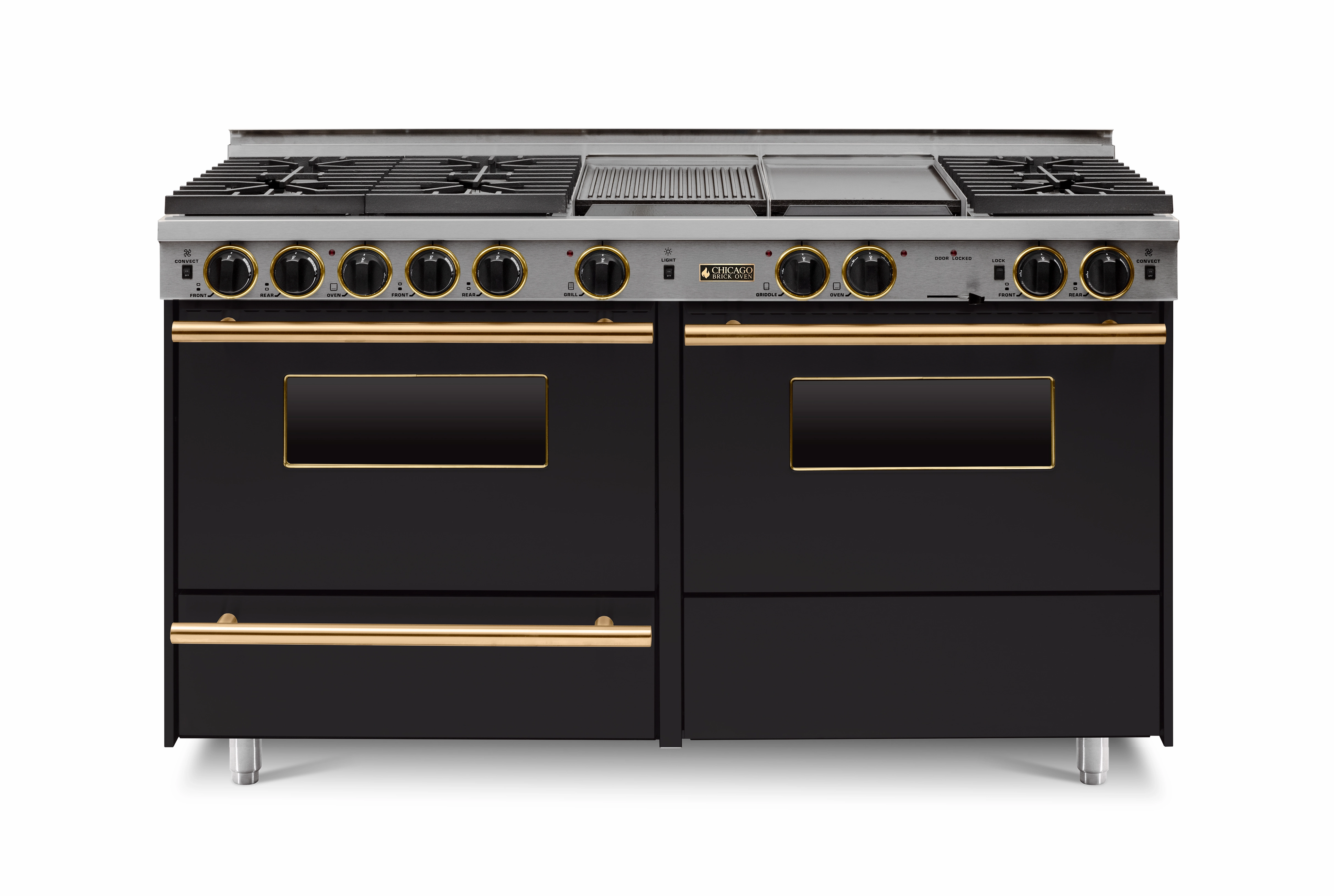 Chicago Brick Oven - 60" True Dual-Fuel Self-Cleaning Convection Range - Sealed Burners