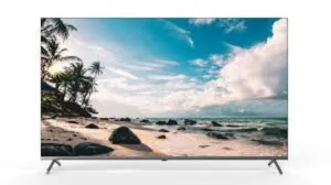 CHIQ QLED TV 4K 55Inch, Google TV, Metal Frameless, Grey tv stand, curved tv