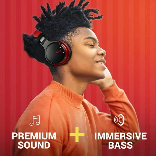 COWIN E7 Bluetooth Headphones Active Noise Cancelling Headphones Wireless over Ear with Microphone Deep Bass Comfortable Protein Earpads 30 Hours Playtime for Travel Work Black