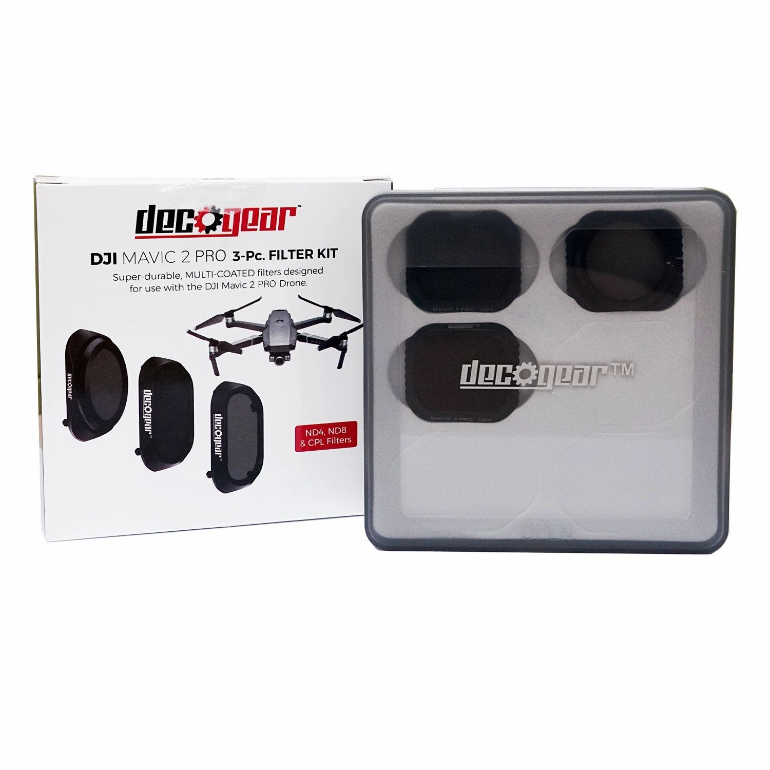 Deco Gear 3-Piece Filter Kit (CPL ND4 ND8) for Camera on The DJI Mavic 2 Pro