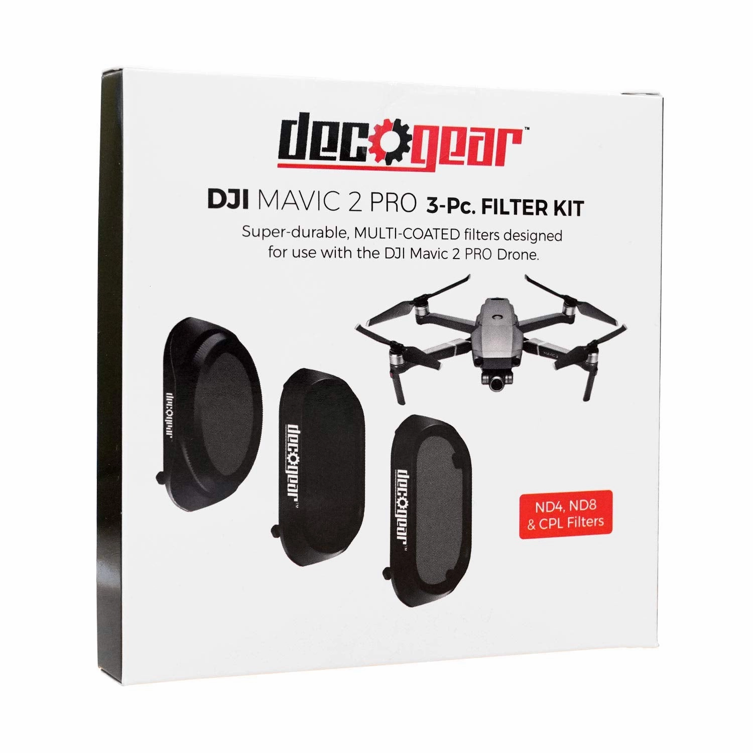 Deco Gear 3-Piece Filter Kit (CPL ND4 ND8) for Camera on The DJI Mavic 2 Pro