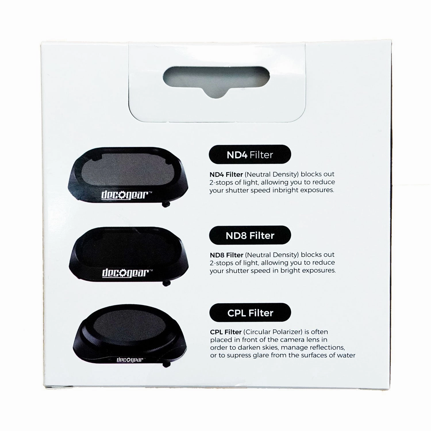 Deco Gear 3-Piece Filter Kit (CPL ND4 ND8) for Camera on The DJI Mavic 2 Pro