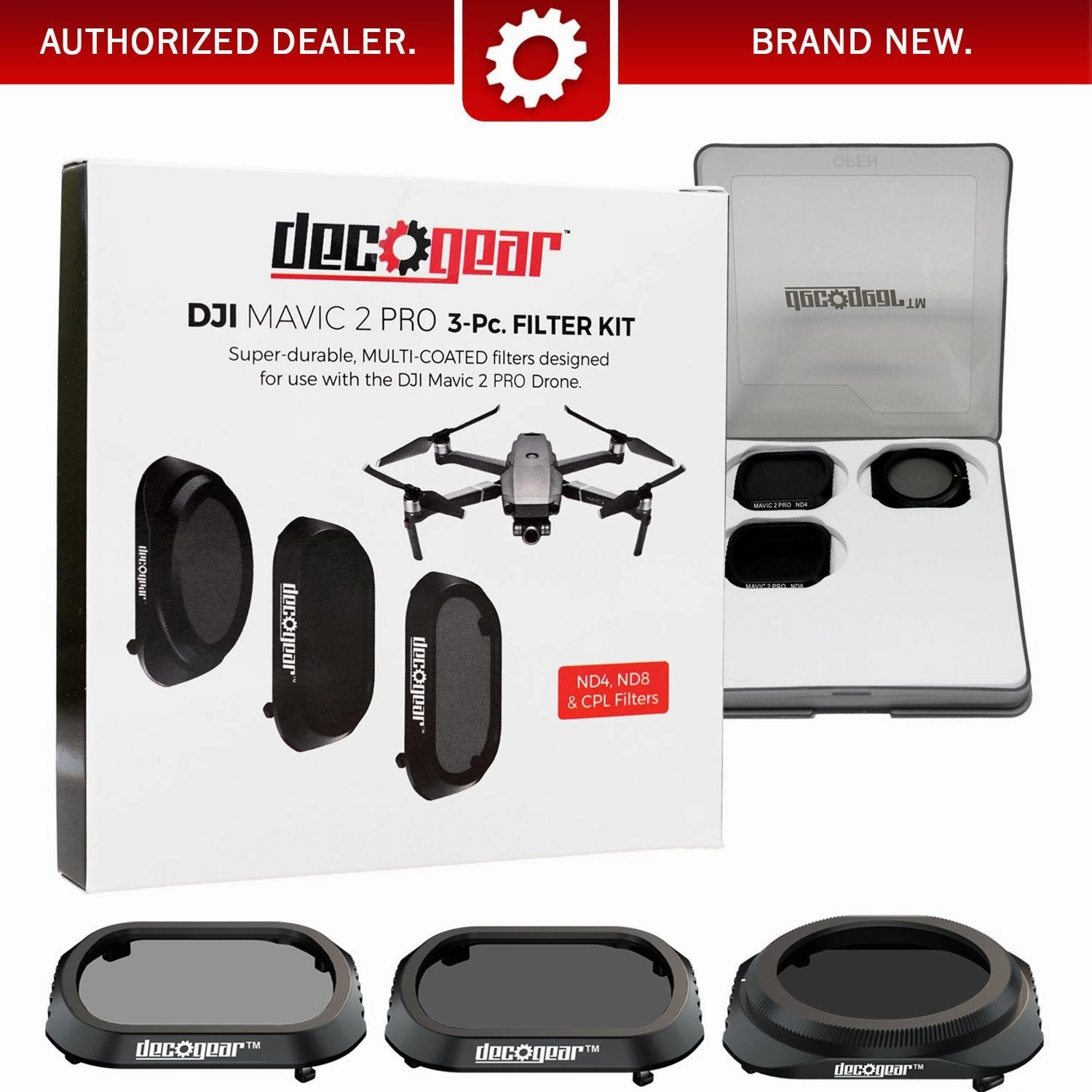 Deco Gear 3-Piece Filter Kit (CPL ND4 ND8) for Camera on The DJI Mavic 2 Pro